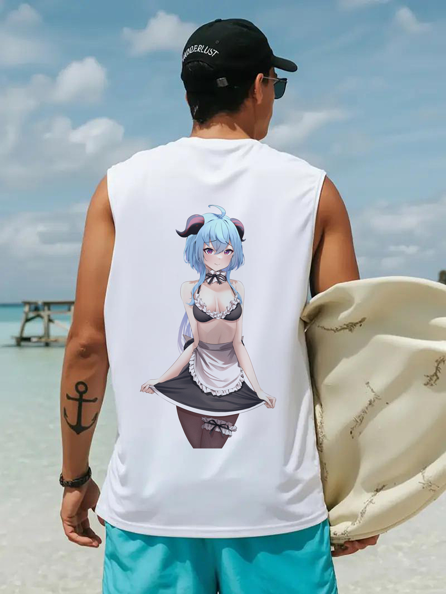 げんし神 甘雨 かんう genshin Ganyu コットン100％タンクトップ（背面プリント）