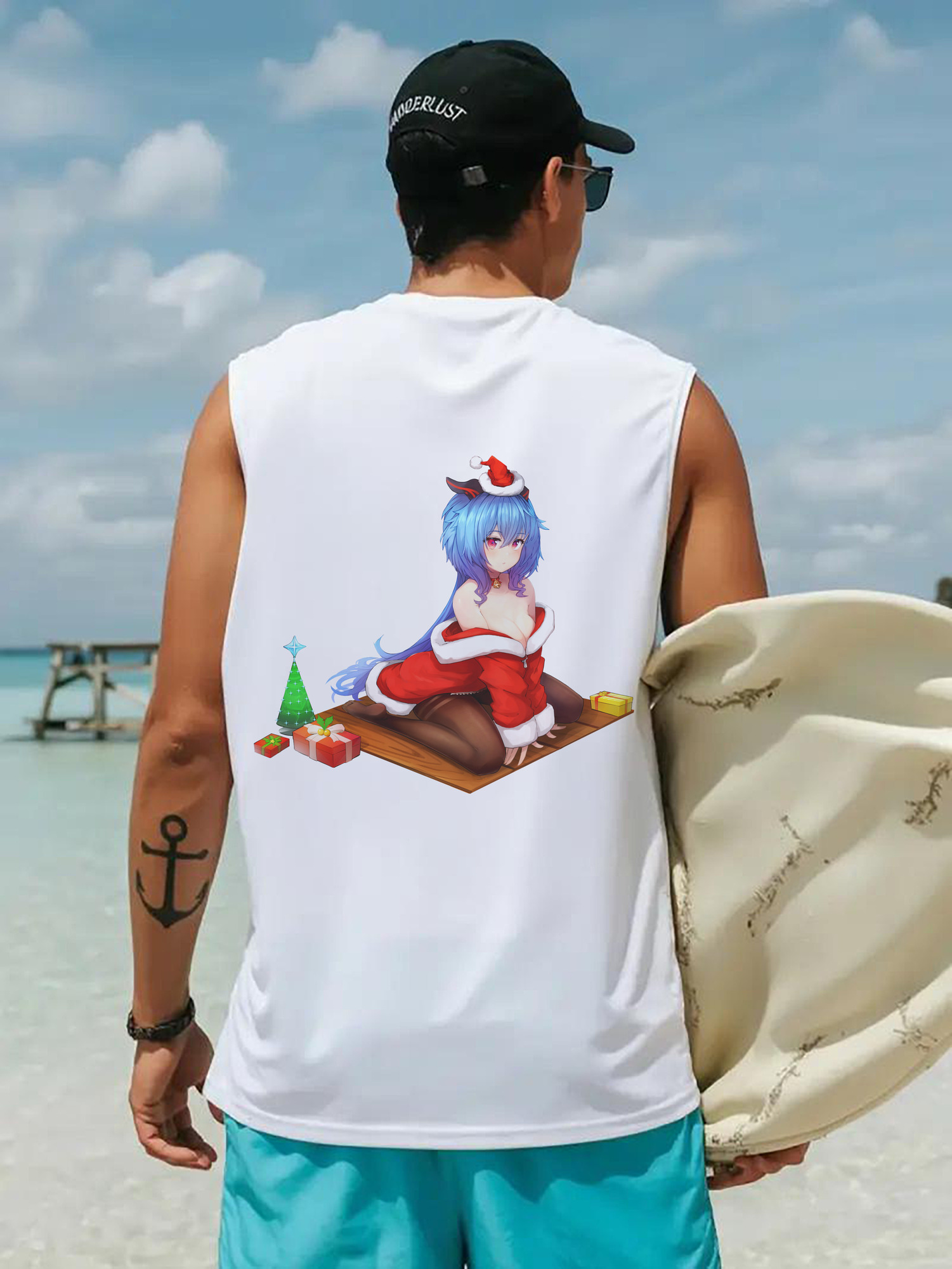 げんし神 甘雨 かんう genshin Ganyu コットン100％タンクトップ（背面プリント）