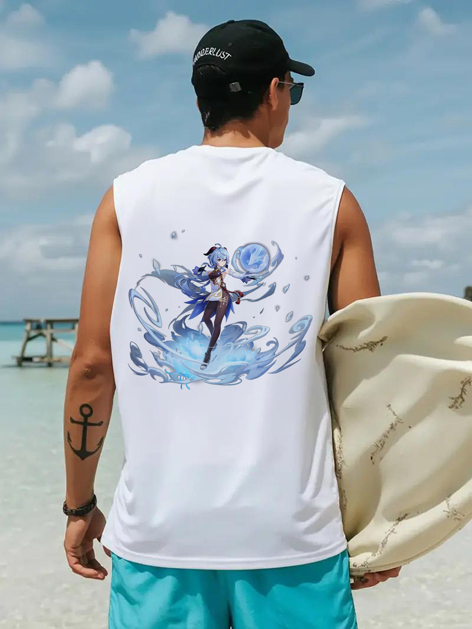 げんし神 甘雨 かんう genshin Ganyu コットン100％タンクトップ（背面プリント）