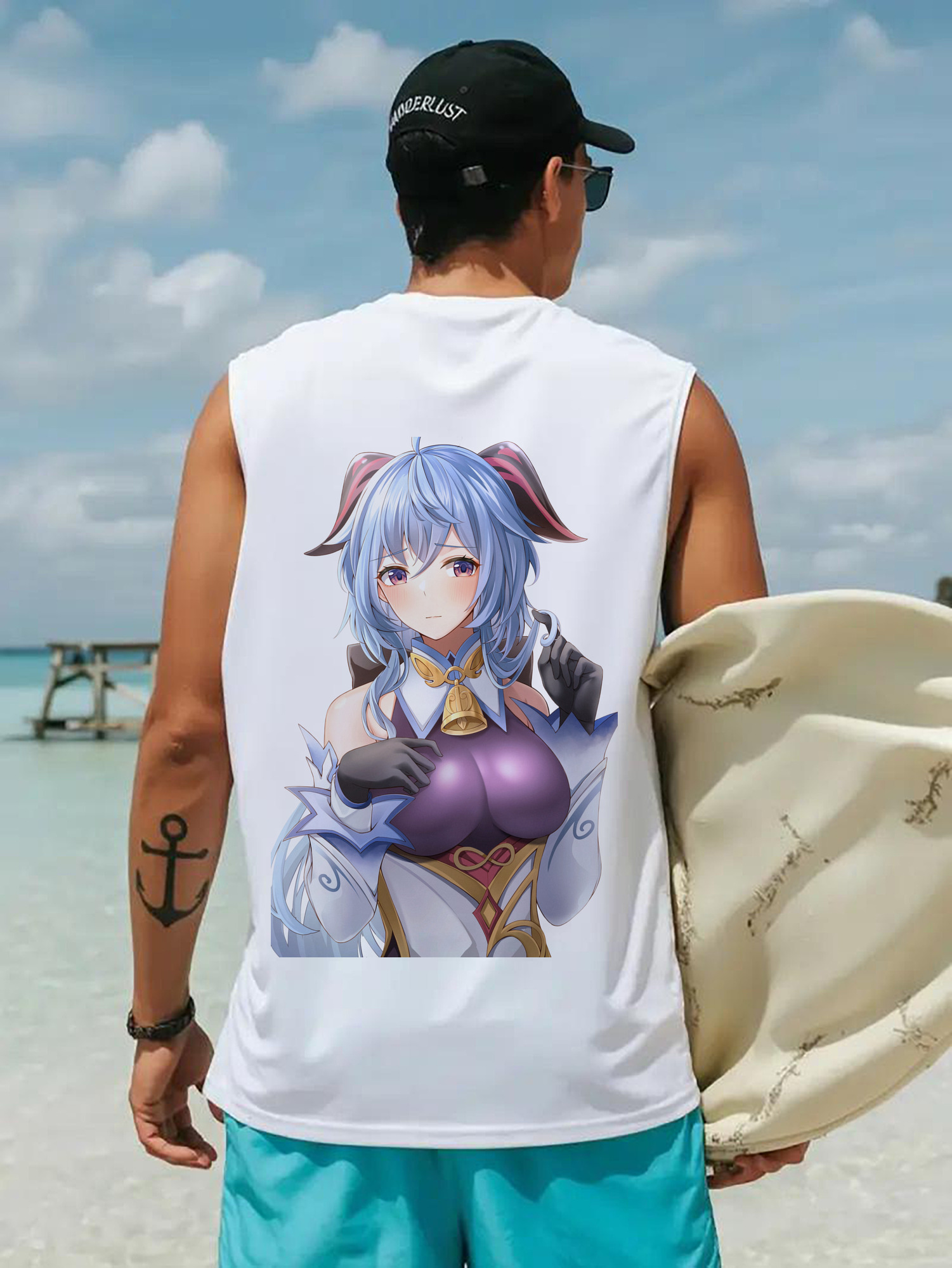 げんし神 甘雨 かんう genshin Ganyu コットン100％タンクトップ（背面プリント）