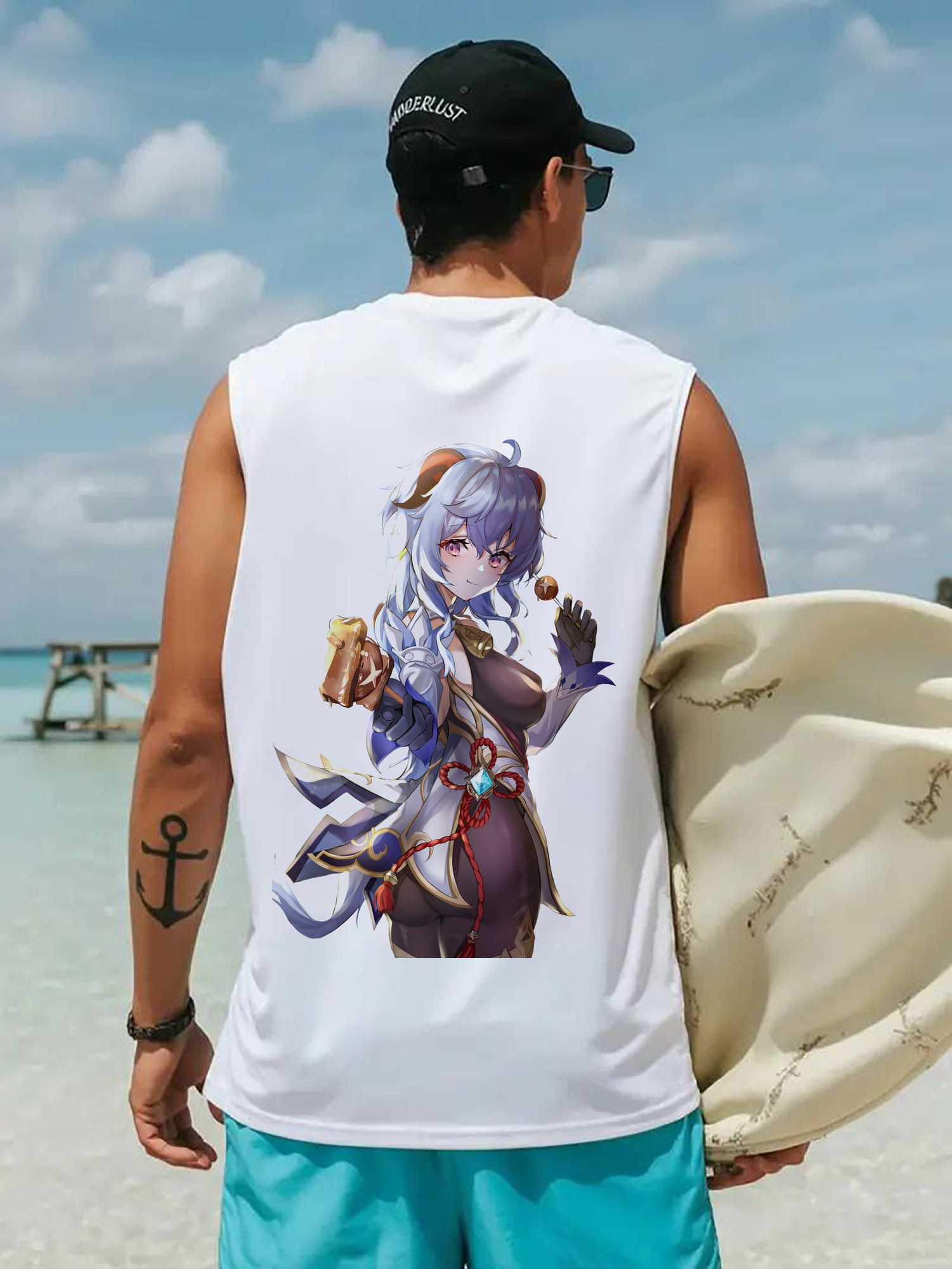 げんし神 甘雨 かんう genshin Ganyu コットン100％タンクトップ（背面プリント）