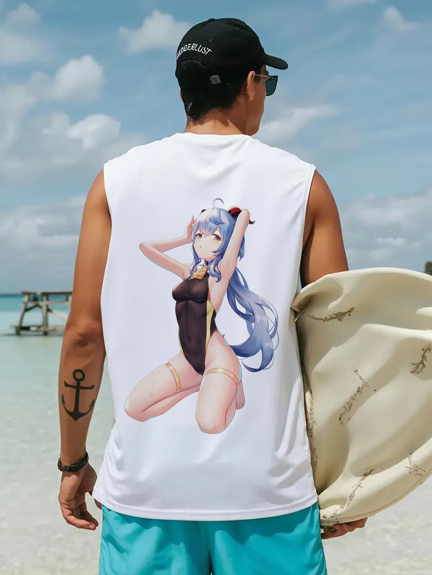 げんし神 甘雨 かんう genshin Ganyu コットン100％タンクトップ（背面プリント）