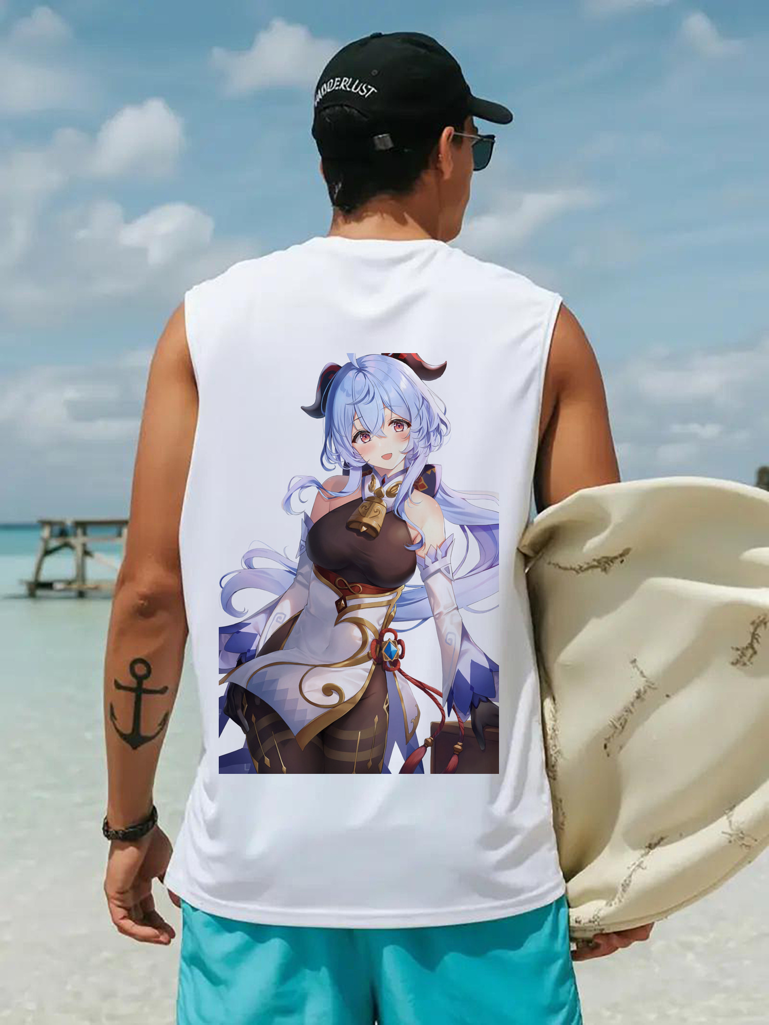 げんし神 甘雨 かんう genshin Ganyu コットン100％タンクトップ（背面プリント）