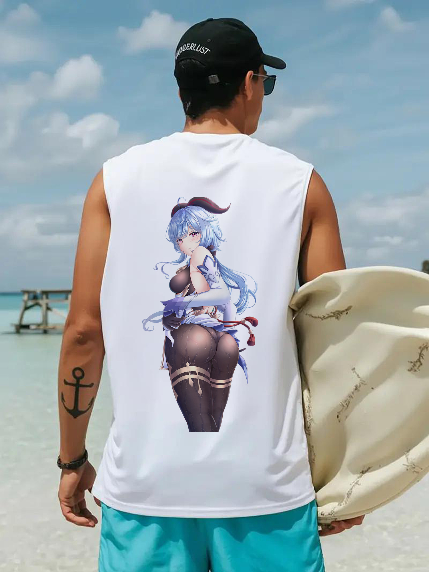 げんし神 甘雨 かんう genshin Ganyu コットン100％タンクトップ（背面プリント）