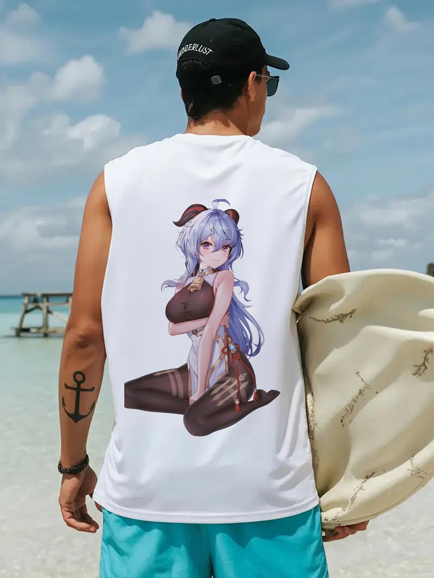 げんし神 甘雨 かんう genshin Ganyu コットン100％タンクトップ（背面プリント）