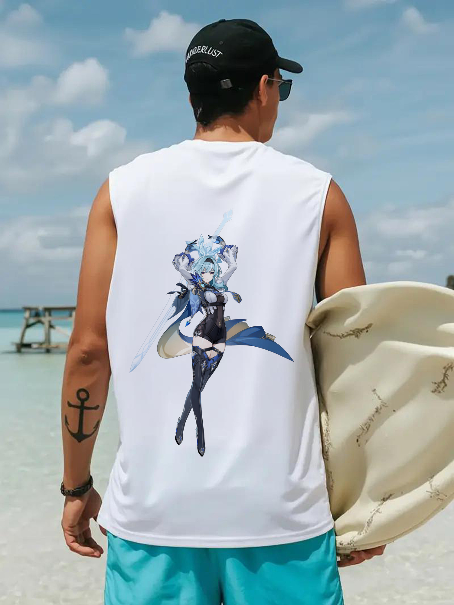 げんし神 优菈 ゆうら genshin Yūra コットン100％タンクトップ（背面プリント）