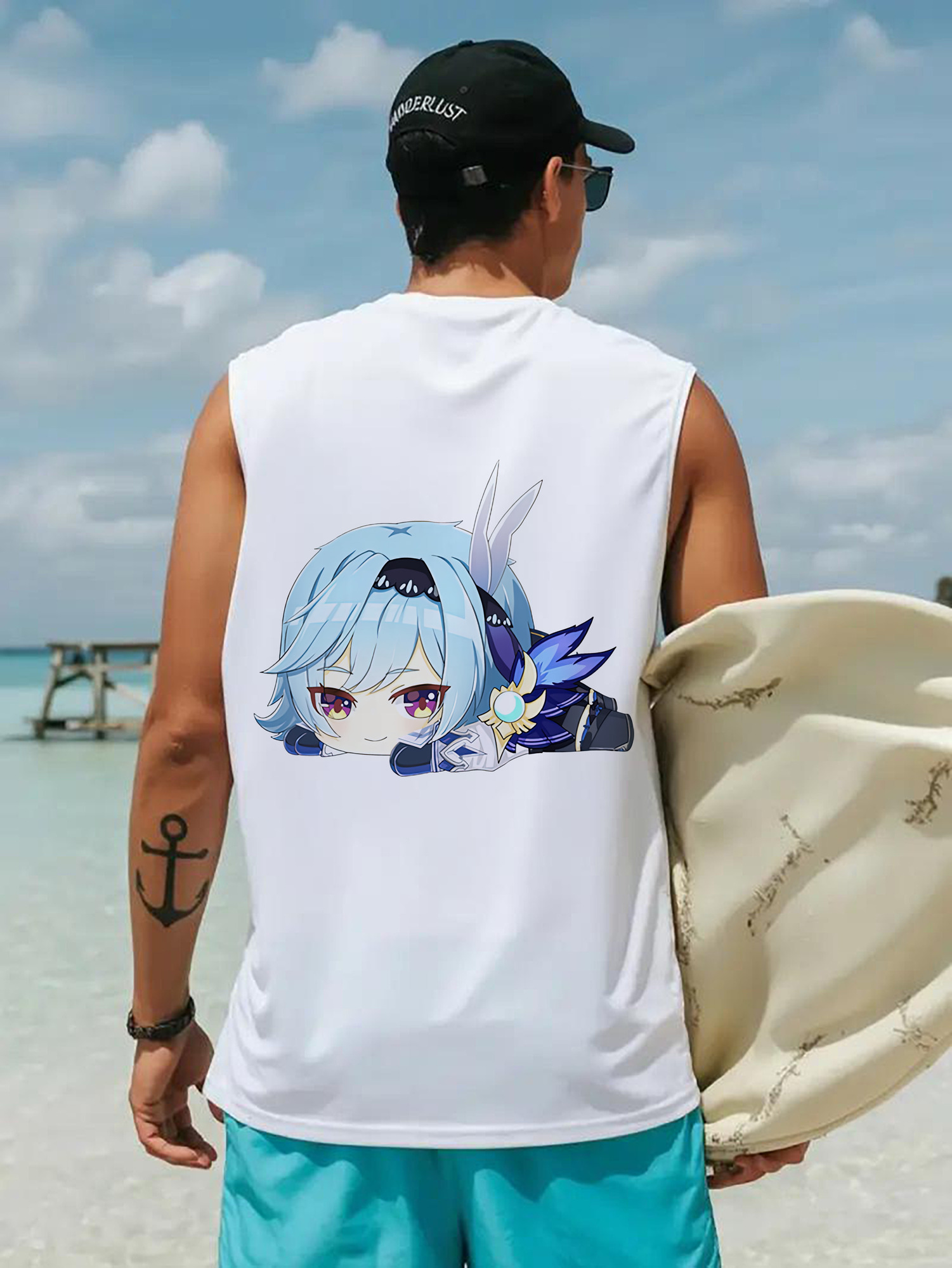 げんし神 优菈 ゆうら genshin Yūra コットン100％タンクトップ（背面プリント）