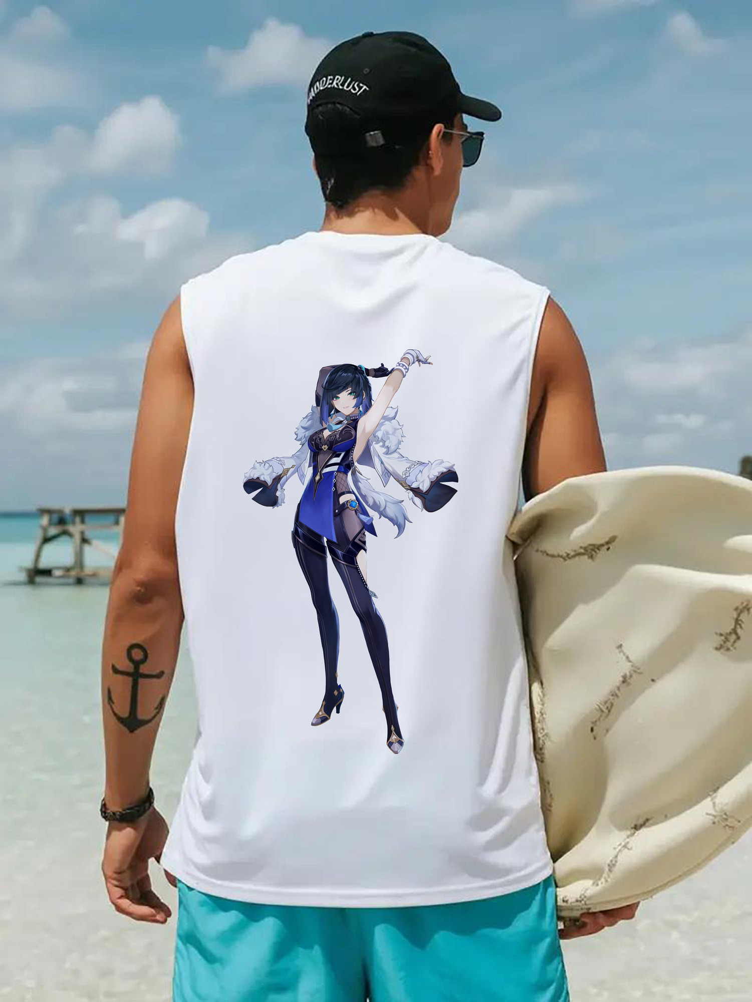 げんし神 夜兰 やらん genshin Yaran コットン100％タンクトップ（背面プリント）