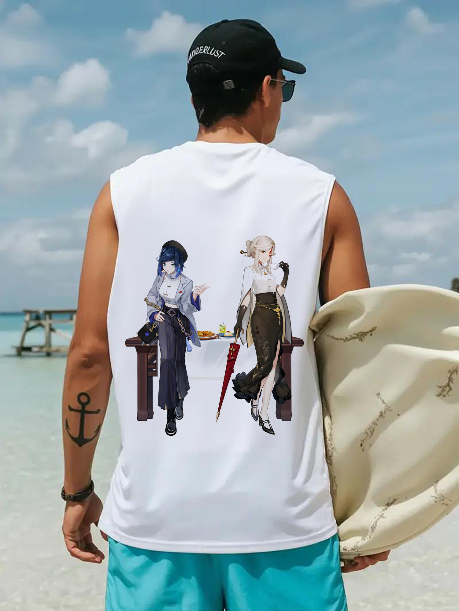 げんし神 夜兰 やらん genshin Yaran コットン100％タンクトップ（背面プリント）