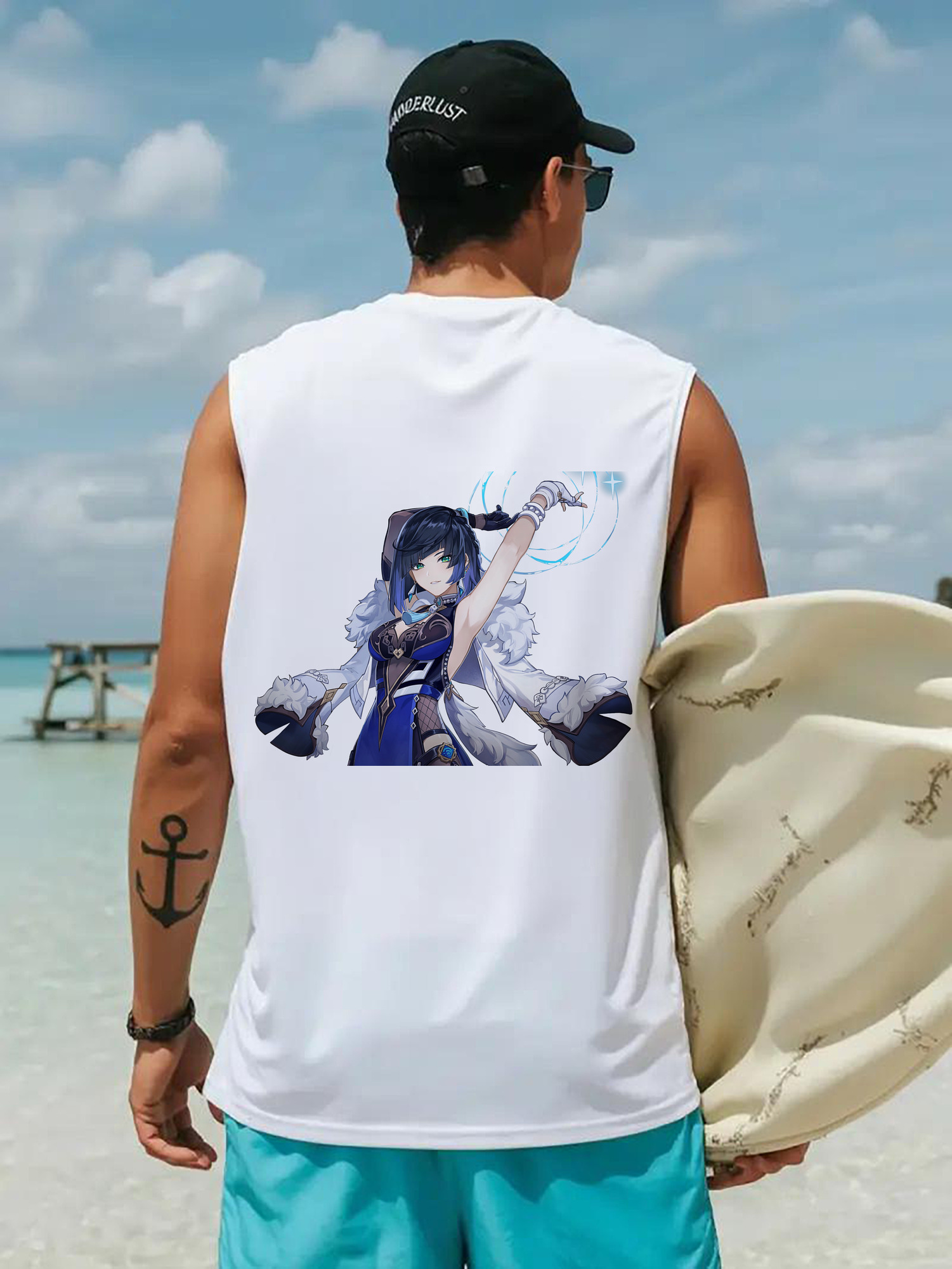 げんし神 夜兰 やらん genshin Yaran コットン100％タンクトップ（背面プリント）