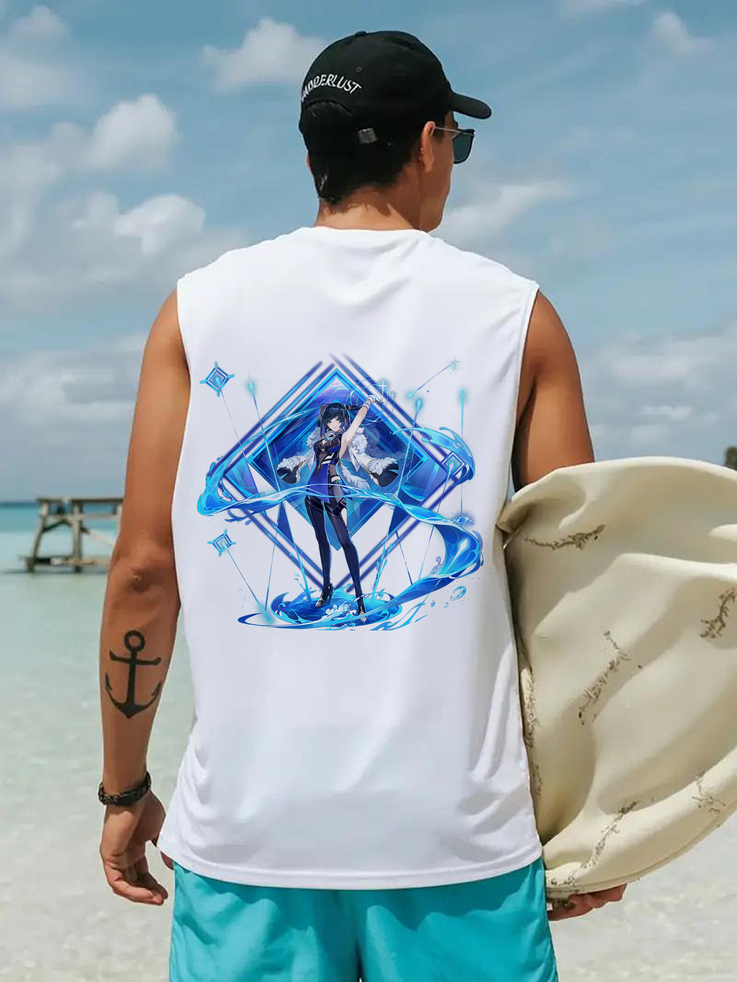 げんし神 夜兰 やらん genshin Yaran コットン100％タンクトップ（背面プリント）