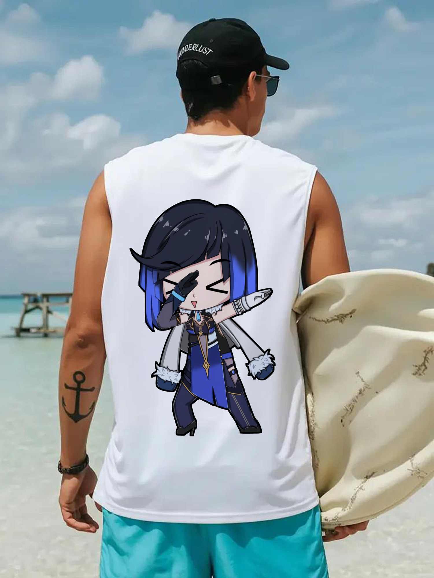 げんし神 夜兰 やらん genshin Yaran コットン100％タンクトップ（背面プリント）