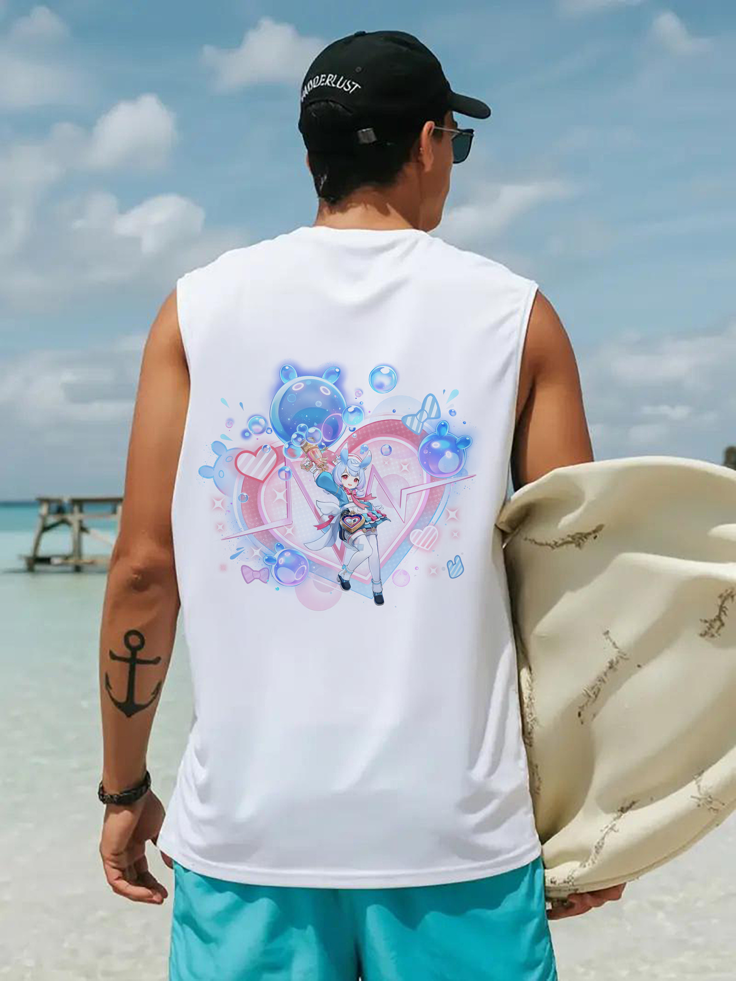 げんし神 シゲウィン genshin Shigewin コットン100％タンクトップ（背面プリント）