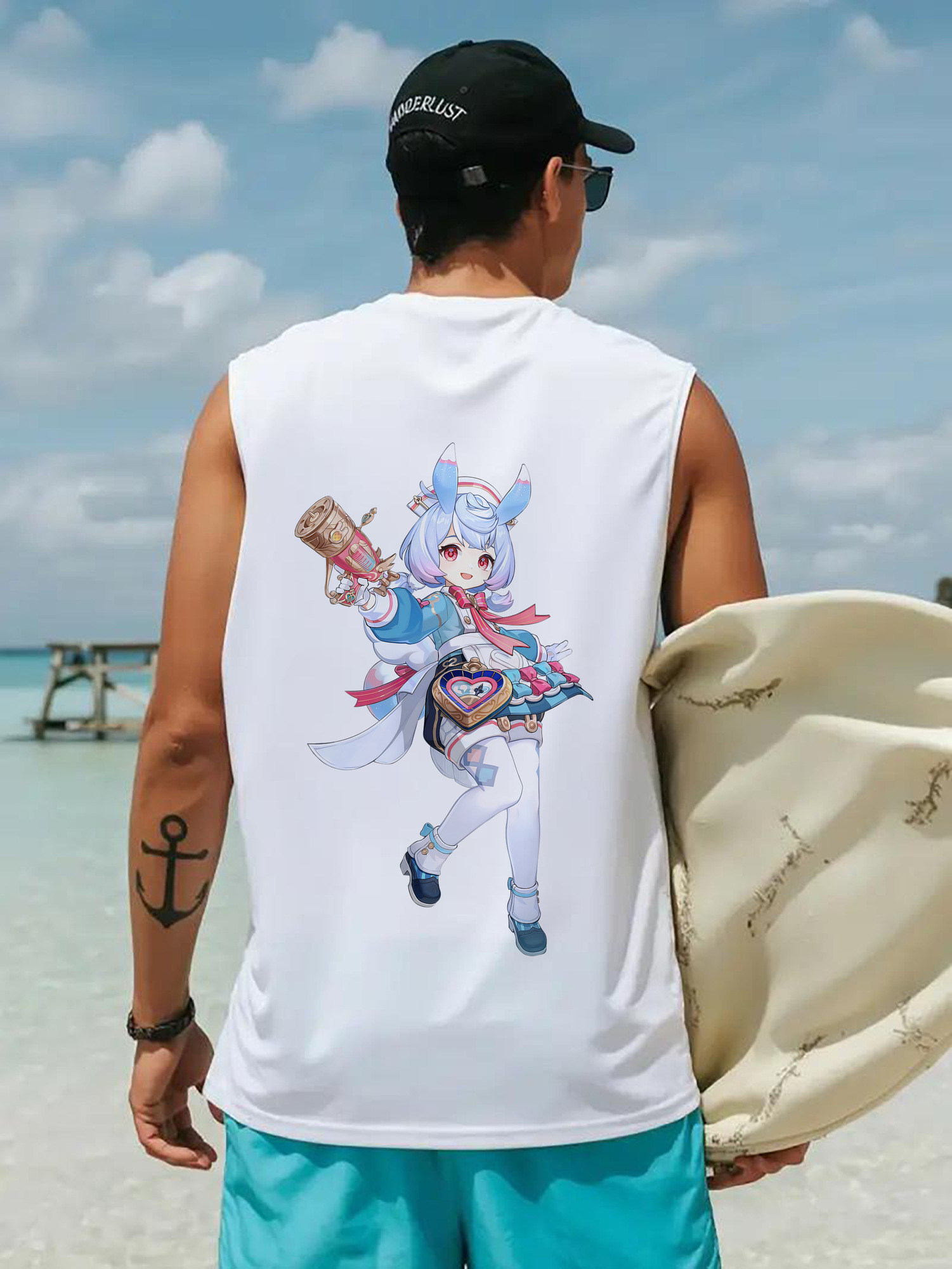 げんし神 シゲウィン genshin Shigewin コットン100％タンクトップ（背面プリント）