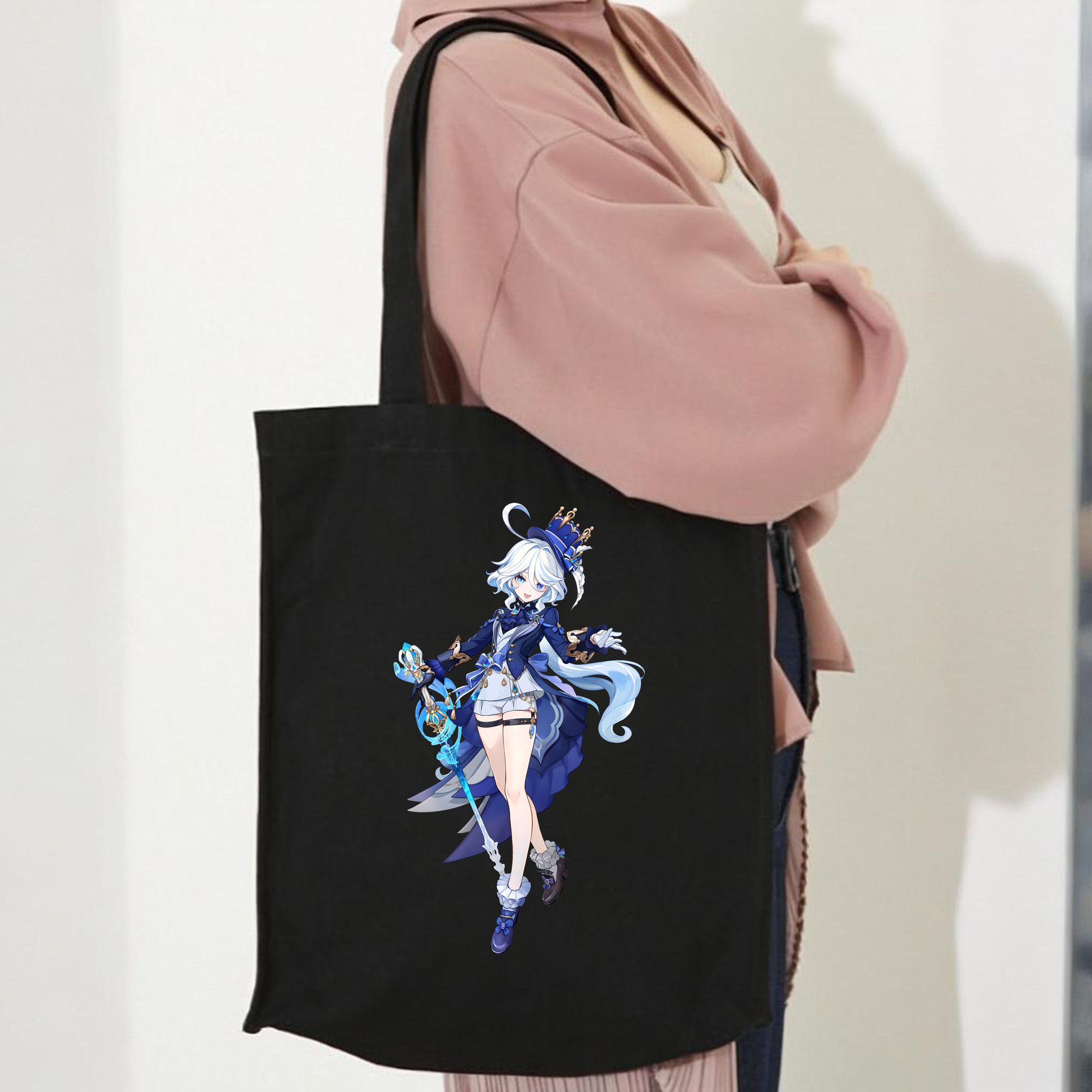 げんし神 フリーナ genshin Furina 縦型キャンバス生地手提げバッグ　トートバッグ