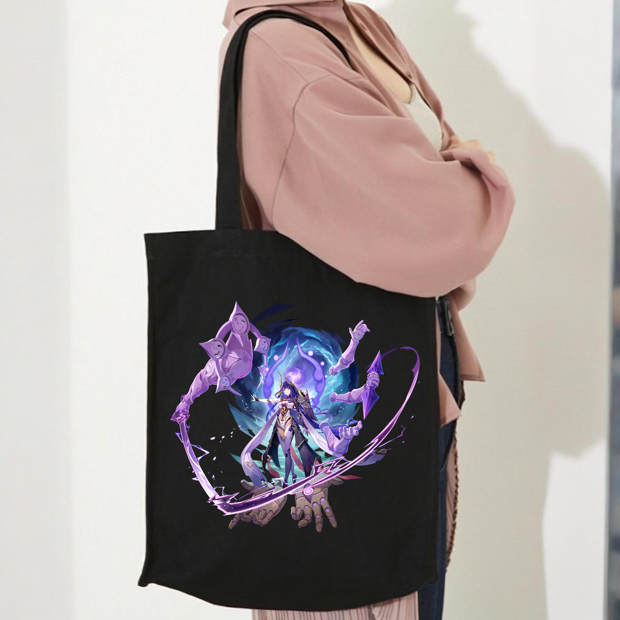 げんし神 雷電将軍 らいでんしょうぐん genshin Raiden Shogun 縦型キャンバス生地手提げバッグ　トートバッグ
