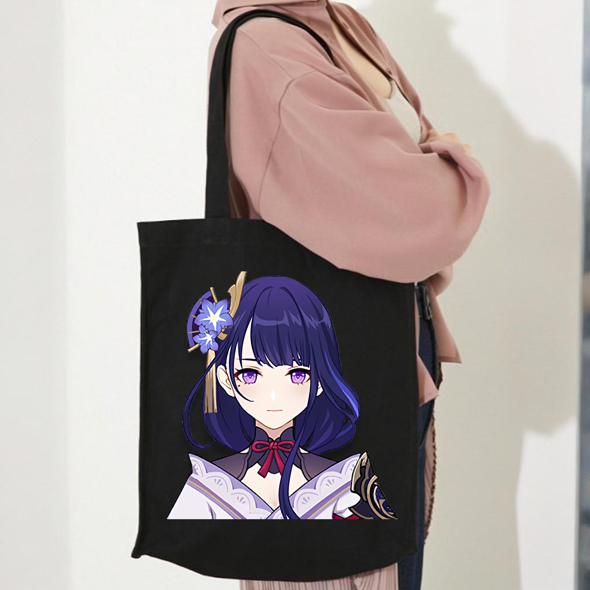 げんし神 雷電将軍 らいでんしょうぐん genshin Raiden Shogun 縦型キャンバス生地手提げバッグ　トートバッグ