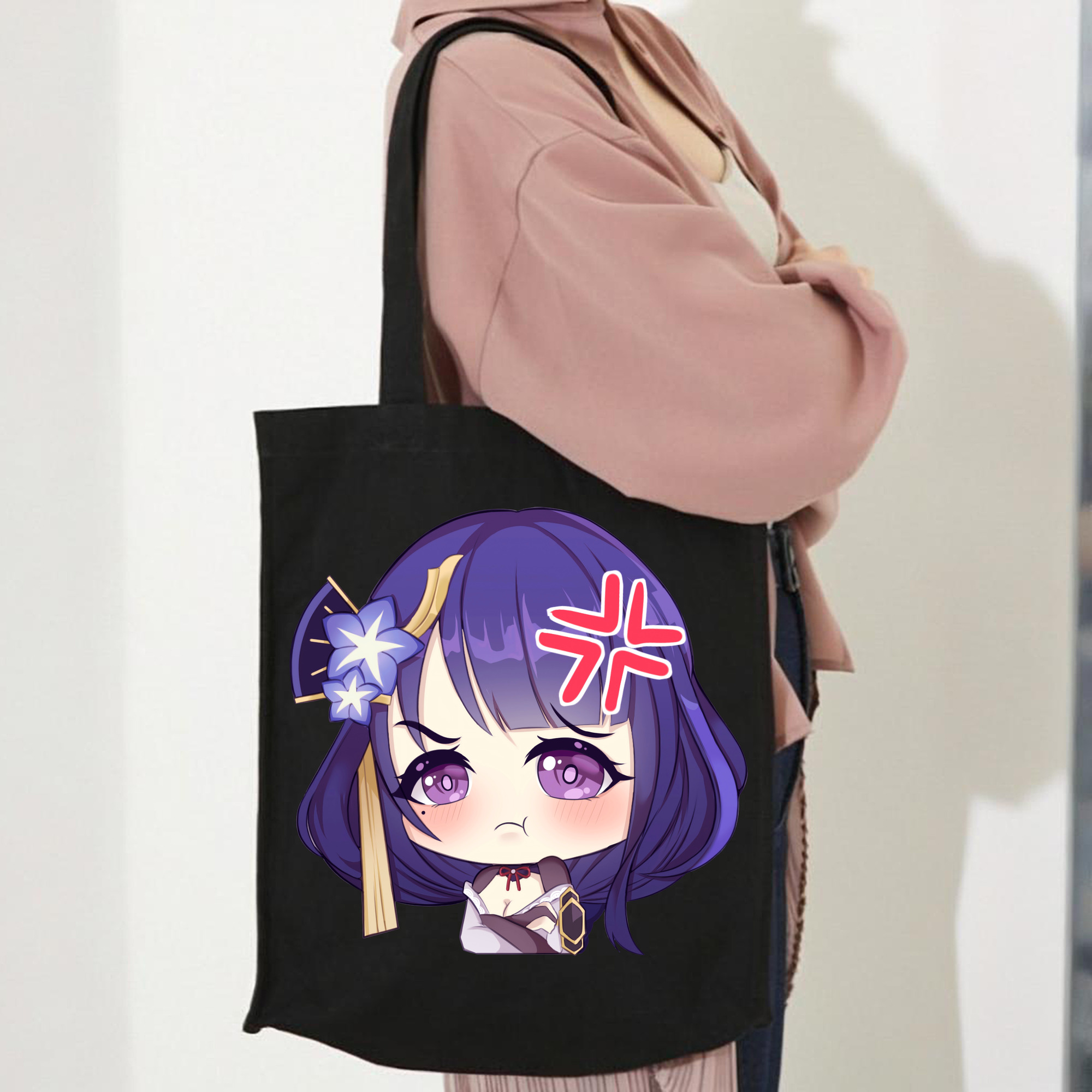 げんし神 雷電将軍 らいでんしょうぐん genshin Raiden Shogun 縦型キャンバス生地手提げバッグ　トートバッグ