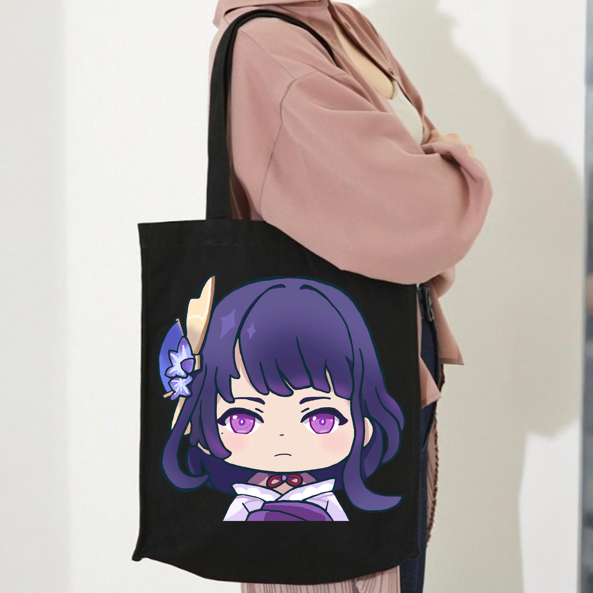 げんし神 雷電将軍 らいでんしょうぐん genshin Raiden Shogun 縦型キャンバス生地手提げバッグ　トートバッグ