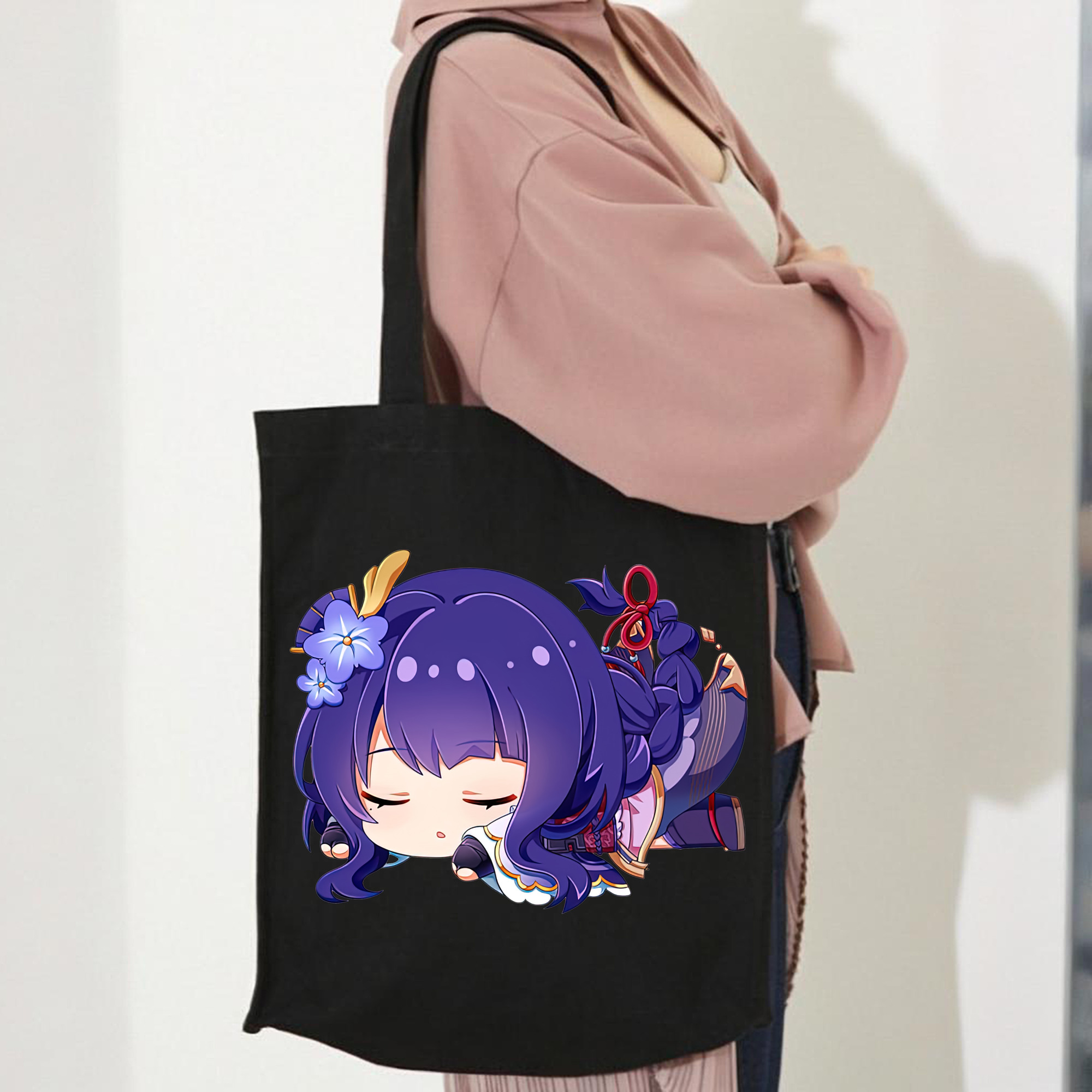 げんし神 雷電将軍 らいでんしょうぐん genshin Raiden Shogun 縦型キャンバス生地手提げバッグ　トートバッグ