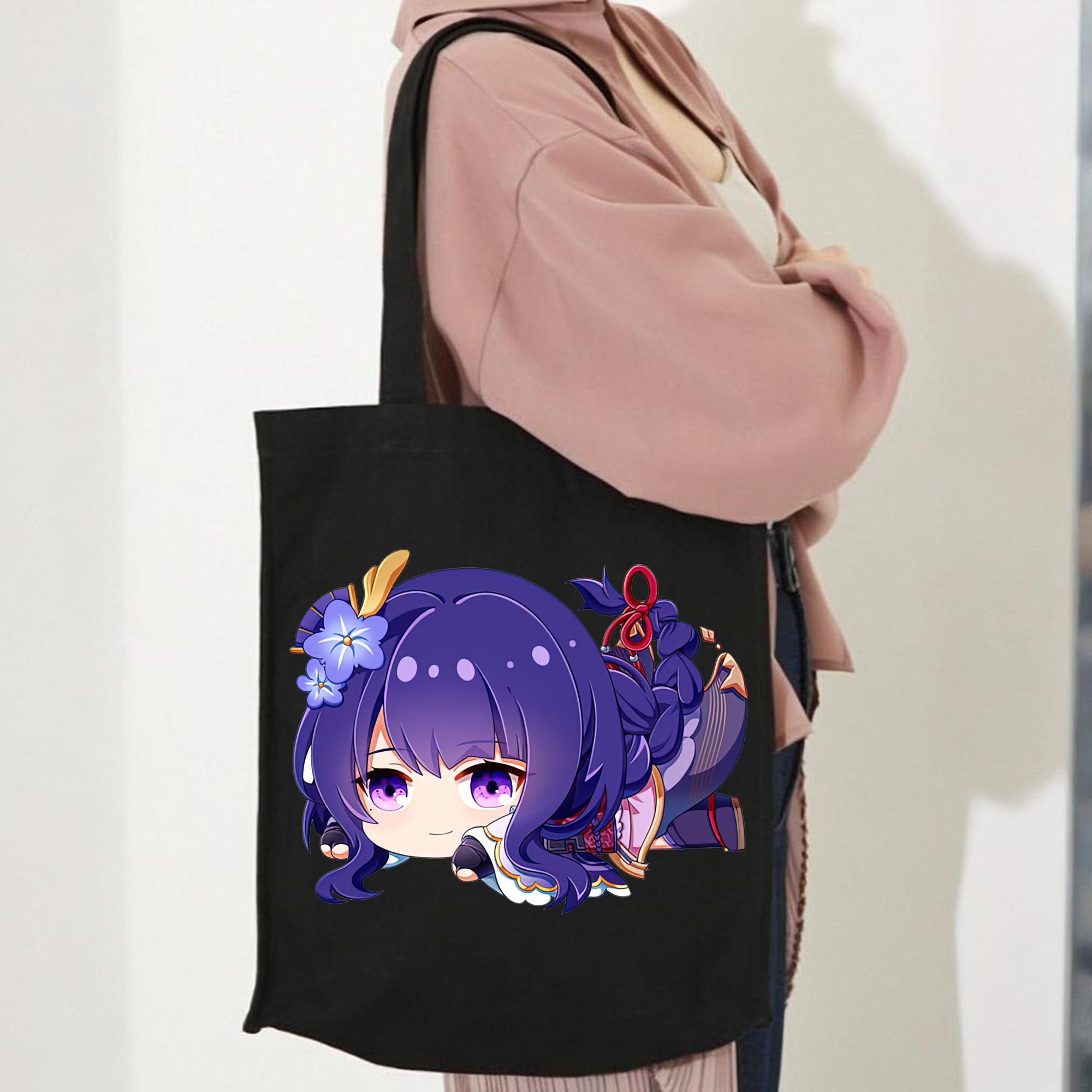 げんし神 雷電将軍 らいでんしょうぐん genshin Raiden Shogun 縦型キャンバス生地手提げバッグ　トートバッグ