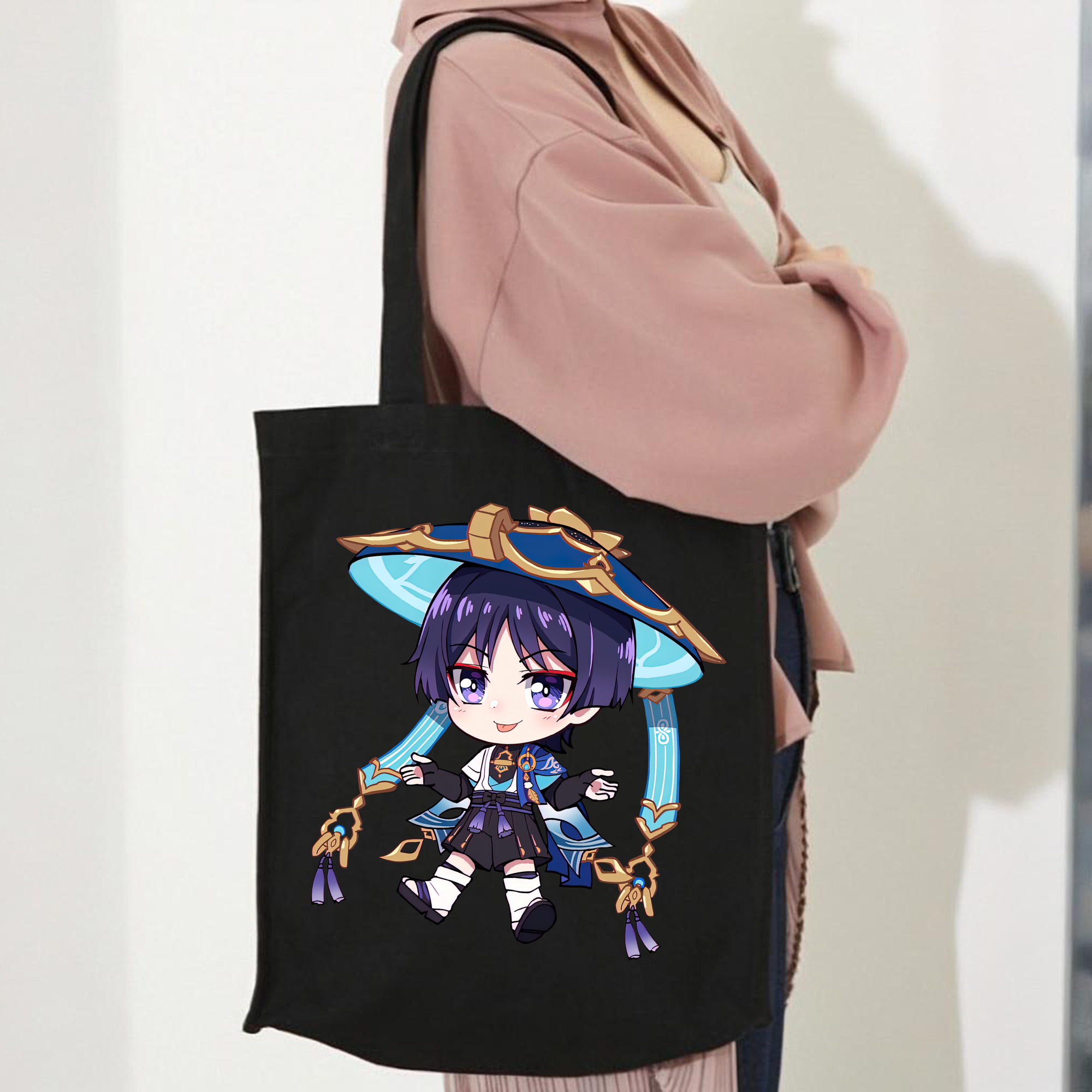 げんし神 さんペい genshin Sanpei 縦型キャンバス生地手提げバッグ　トートバッグ