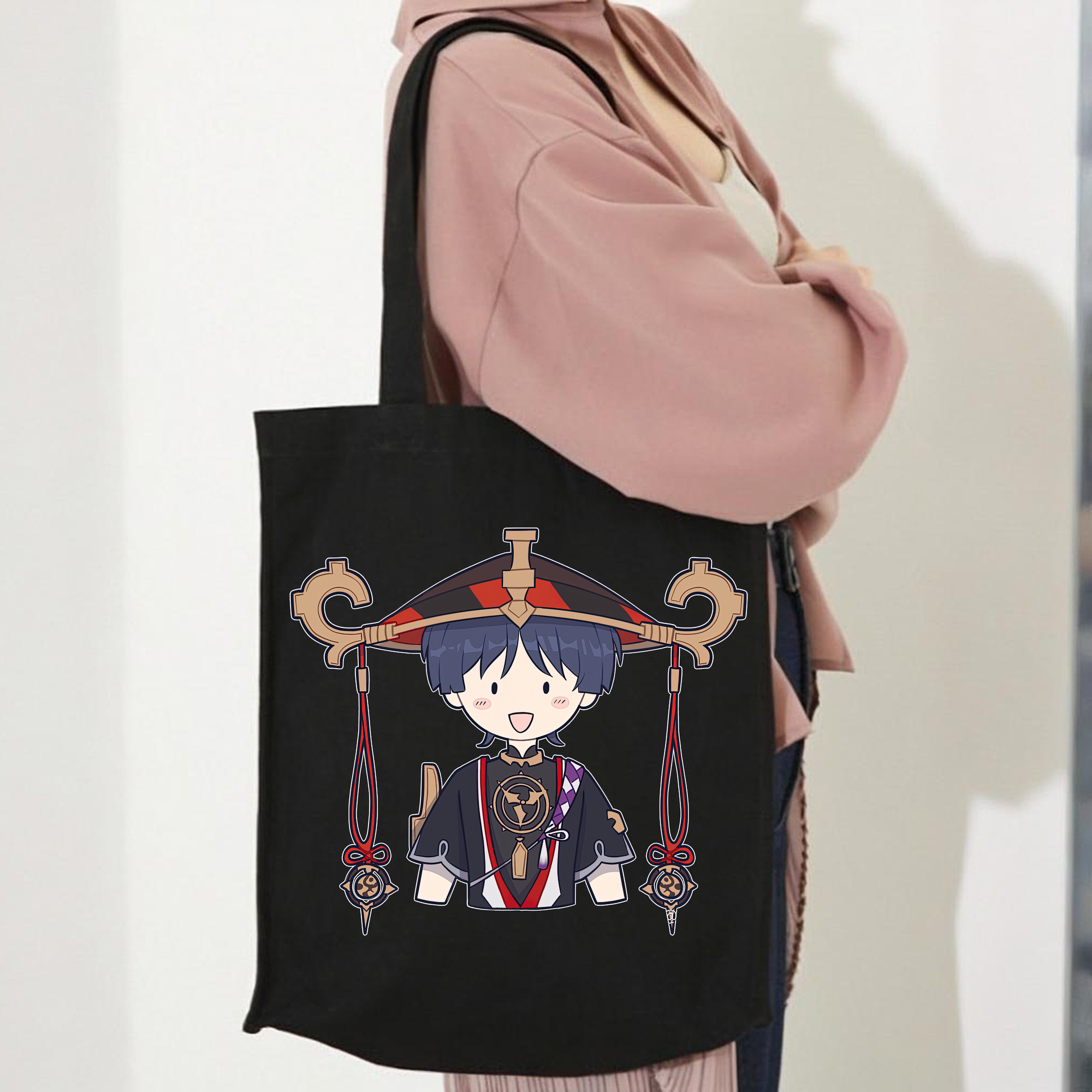 げんし神 さんペい genshin Sanpei 縦型キャンバス生地手提げバッグ　トートバッグ