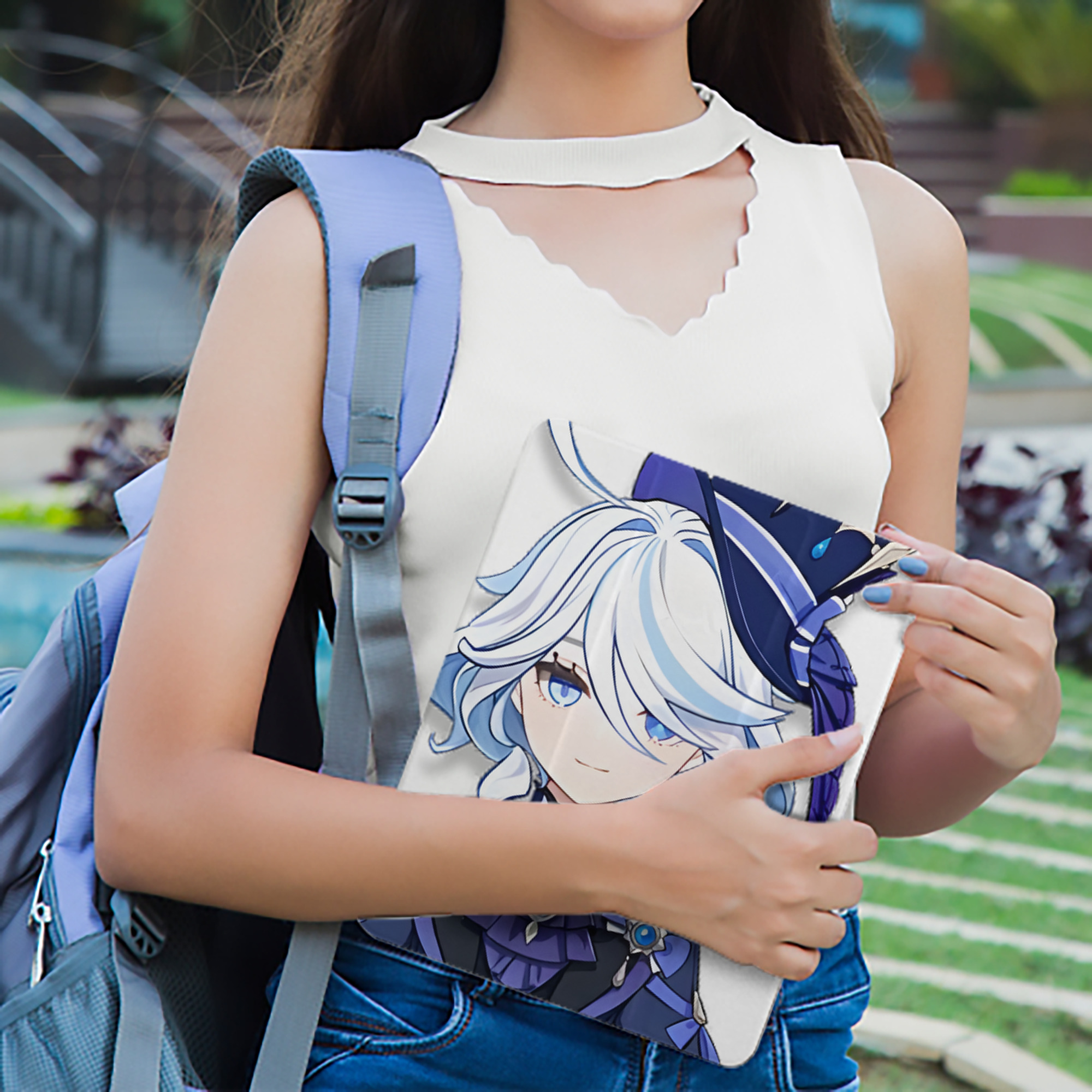 げんし神 フリーナ genshin Furina IPad ケース ペン収納付き 三つ折りスタンド PUレザー×シリコン 対応機種9.5/10.5/10.9インチ
