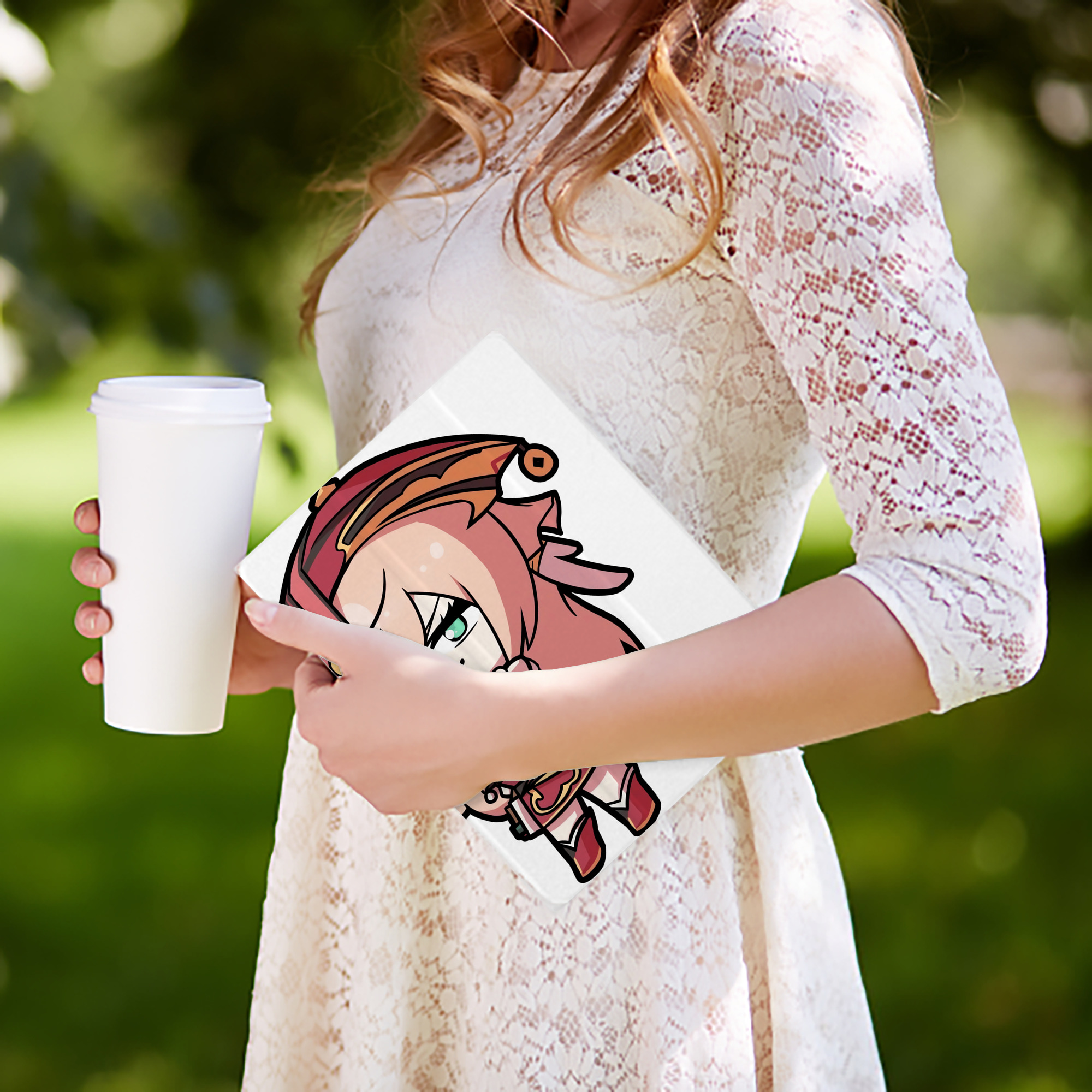 げんし神 ヤンフェイ genshin Yanfei IPad ケース ペン収納付き 三つ折りスタンド PUレザー×シリコン 対応機種9.5/10.5/10.9インチ