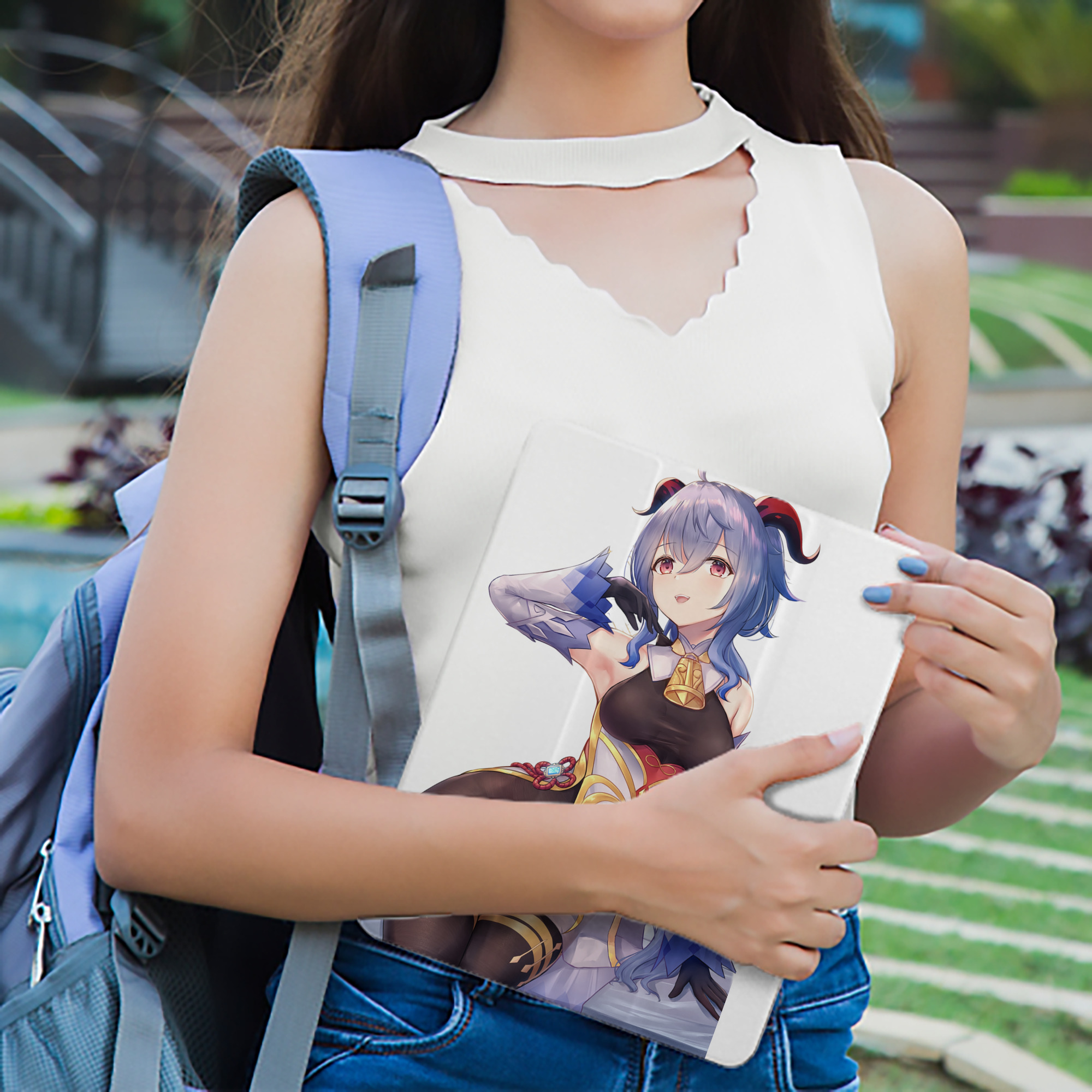 げんし神 甘雨 かんう genshin Ganyu IPad ケース ペン収納付き 三つ折りスタンド PUレザー×シリコン 対応機種9.5/10.5/10.9インチ
