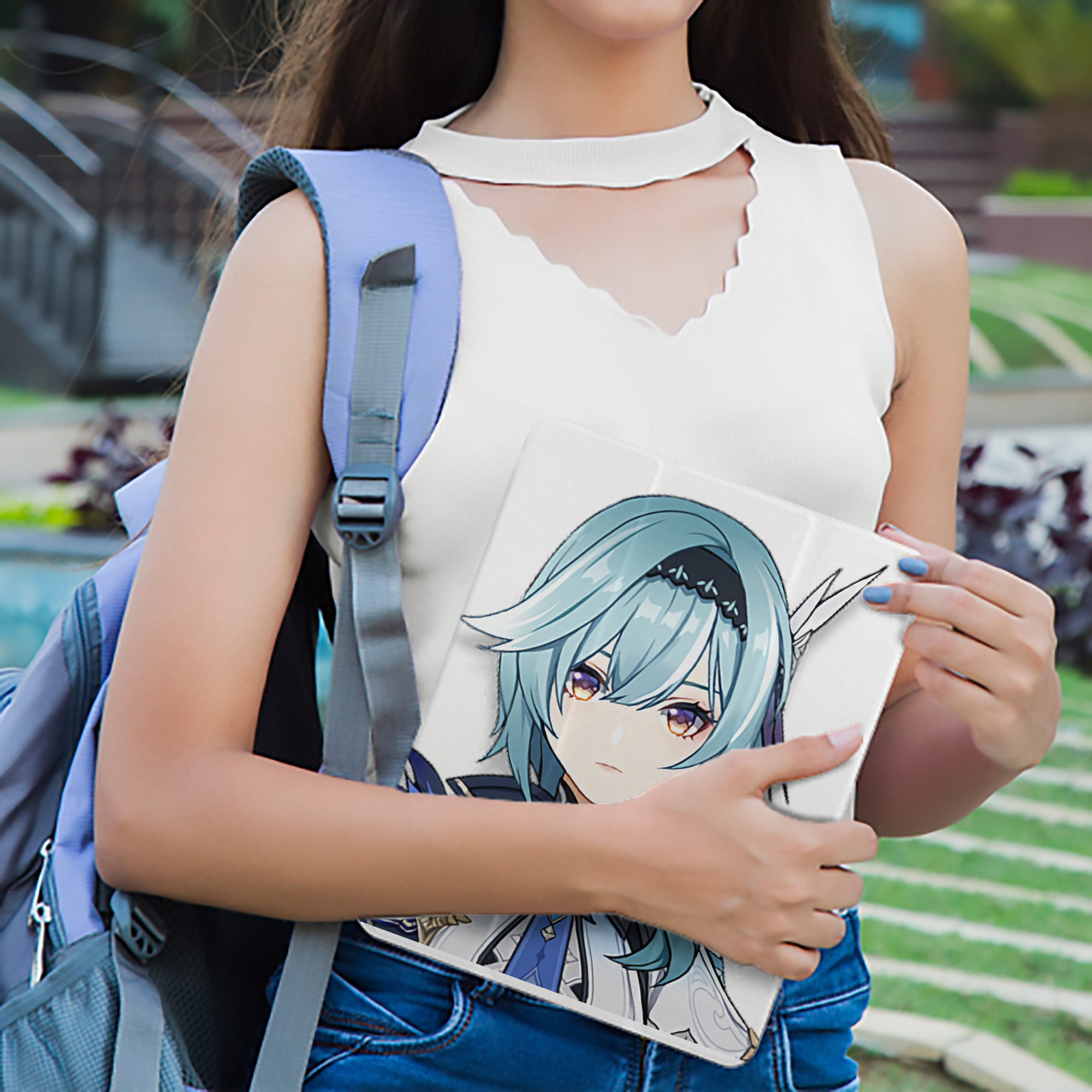 げんし神 优菈 ゆうら genshin Yūra IPad ケース ペン収納付き 三つ折りスタンド PUレザー×シリコン 対応機種9.5/10.5/10.9インチ