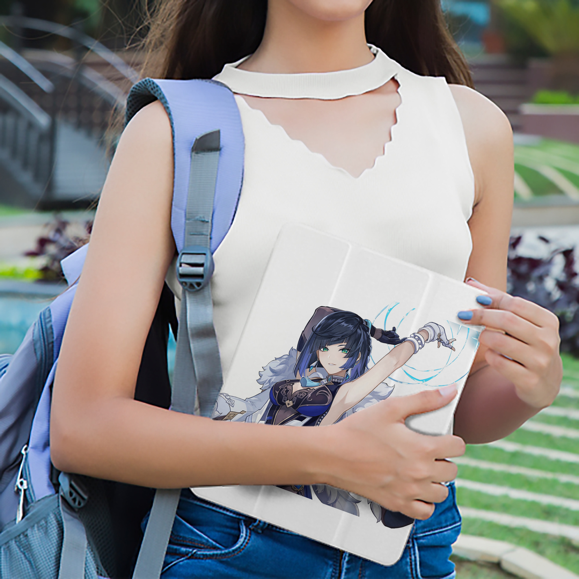 げんし神 夜兰 やらん genshin Yaran IPad ケース ペン収納付き 三つ折りスタンド PUレザー×シリコン 対応機種9.5/10.5/10.9インチ