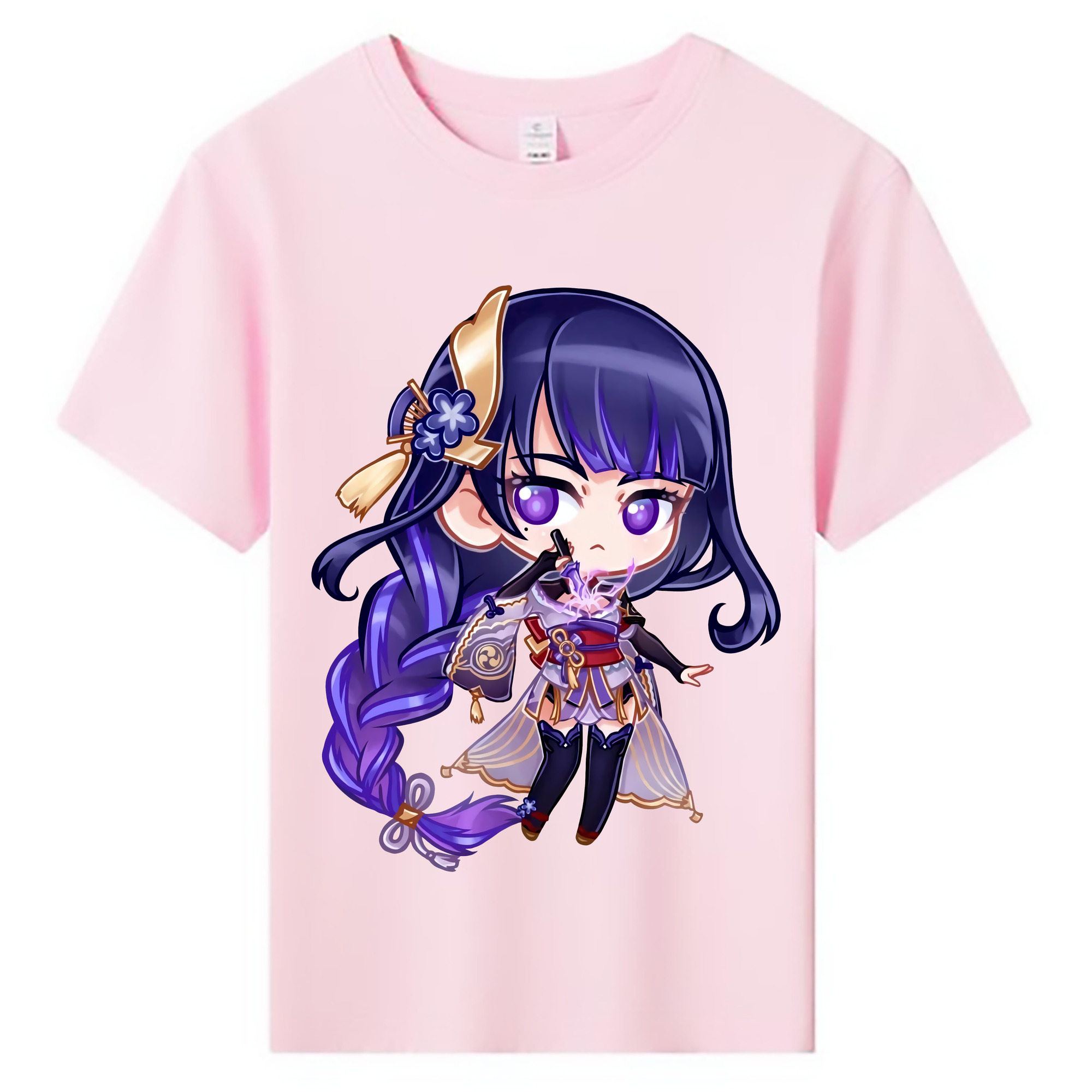 げんし神 雷電将軍 らいでんしょうぐん genshin Raiden Shogun 綿100％キッズTシャツ（フロントプリント）