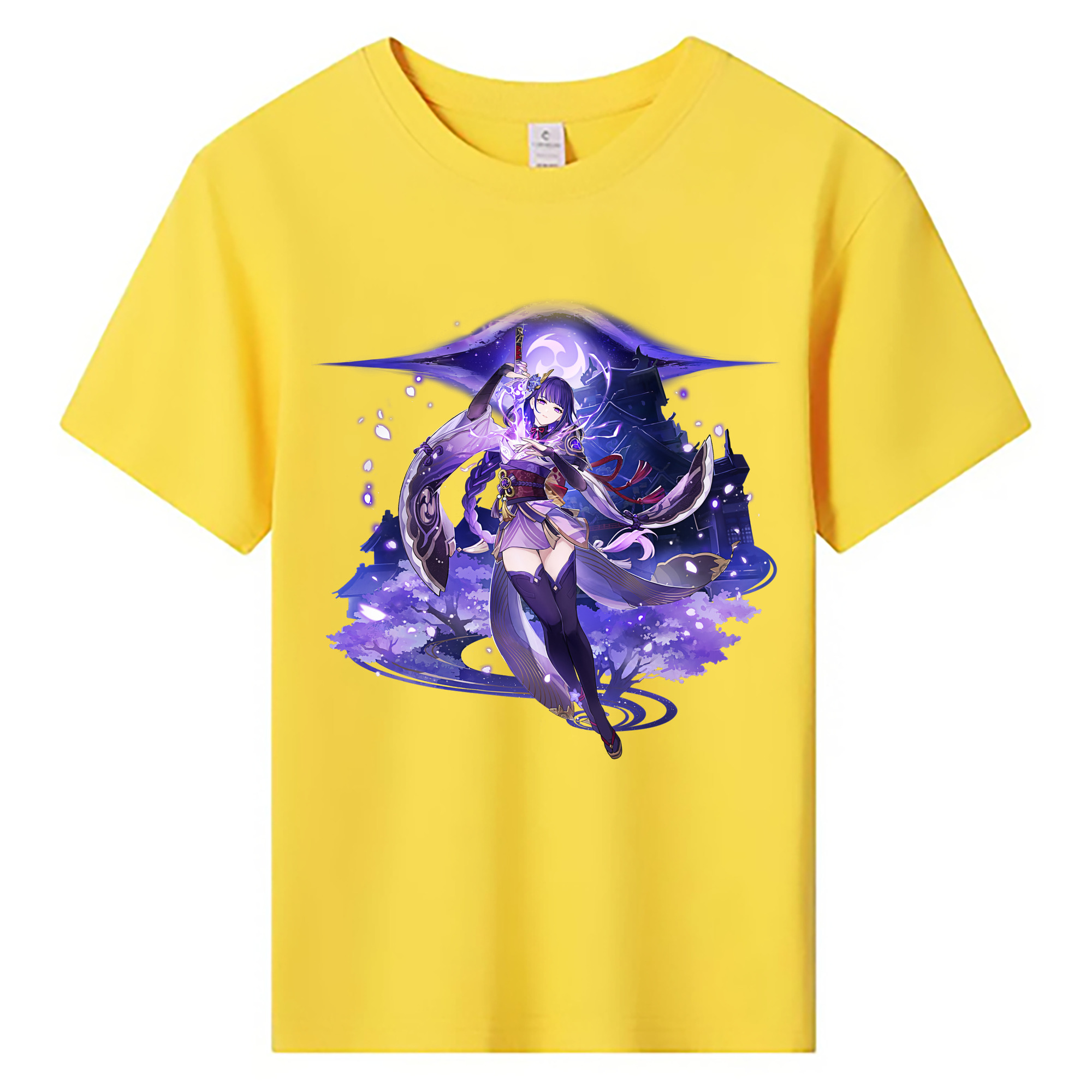 げんし神 雷電将軍 らいでんしょうぐん genshin Raiden Shogun 綿100％キッズTシャツ（フロントプリント）