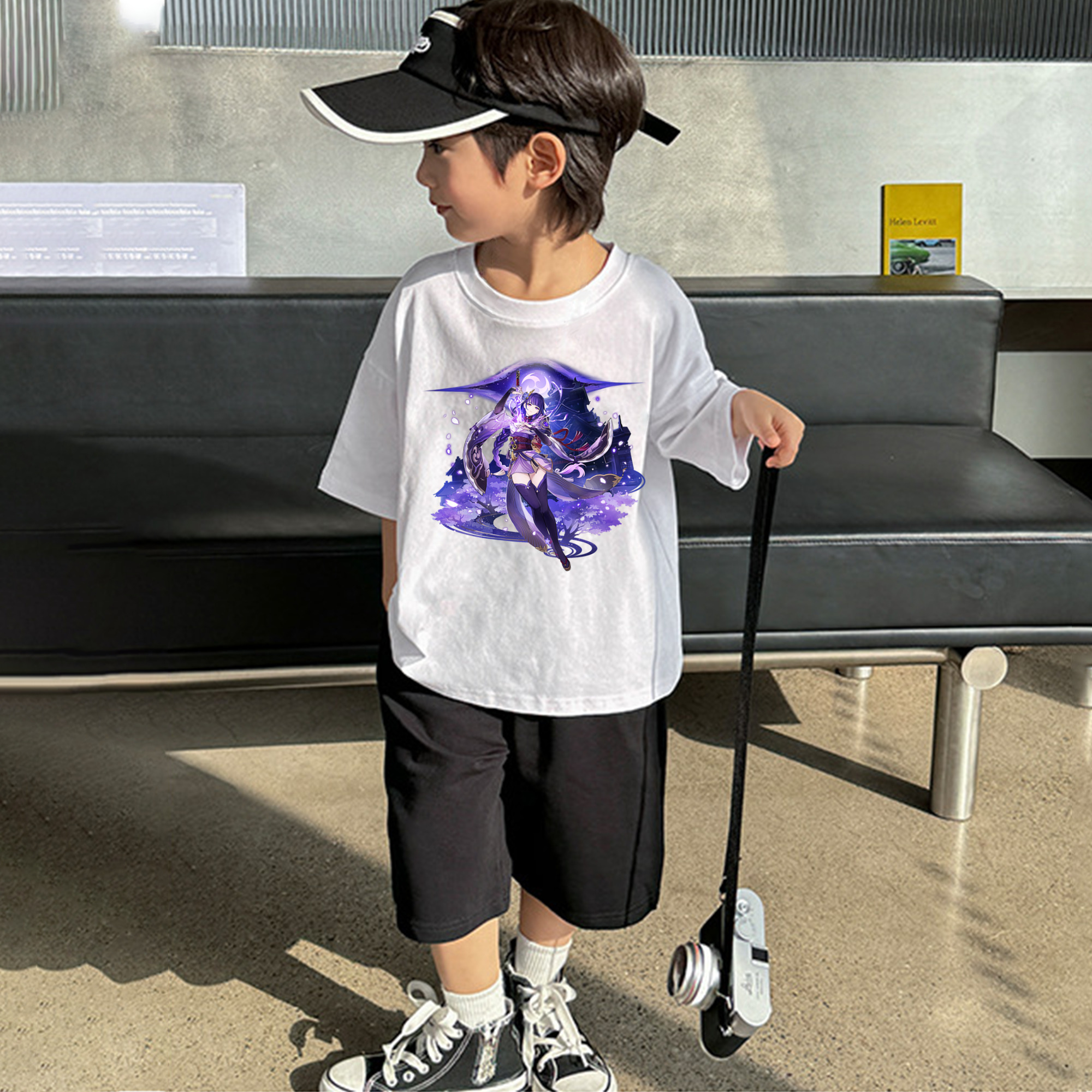 げんし神 雷電将軍 らいでんしょうぐん genshin Raiden Shogun 綿100％キッズTシャツ（フロントプリント）