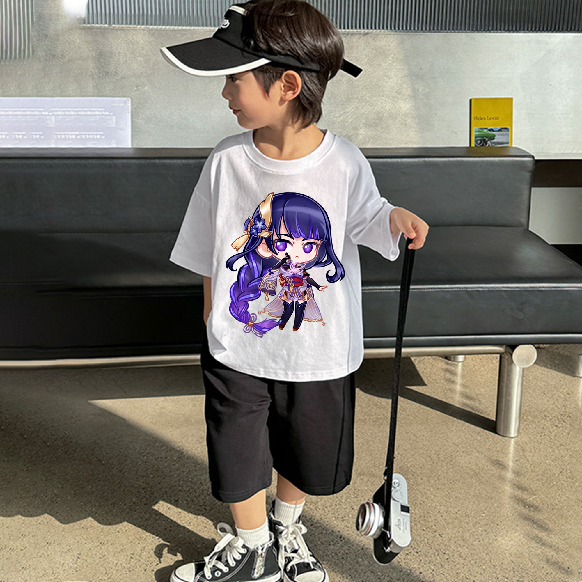 げんし神 雷電将軍 らいでんしょうぐん genshin Raiden Shogun 綿100％キッズTシャツ（フロントプリント）