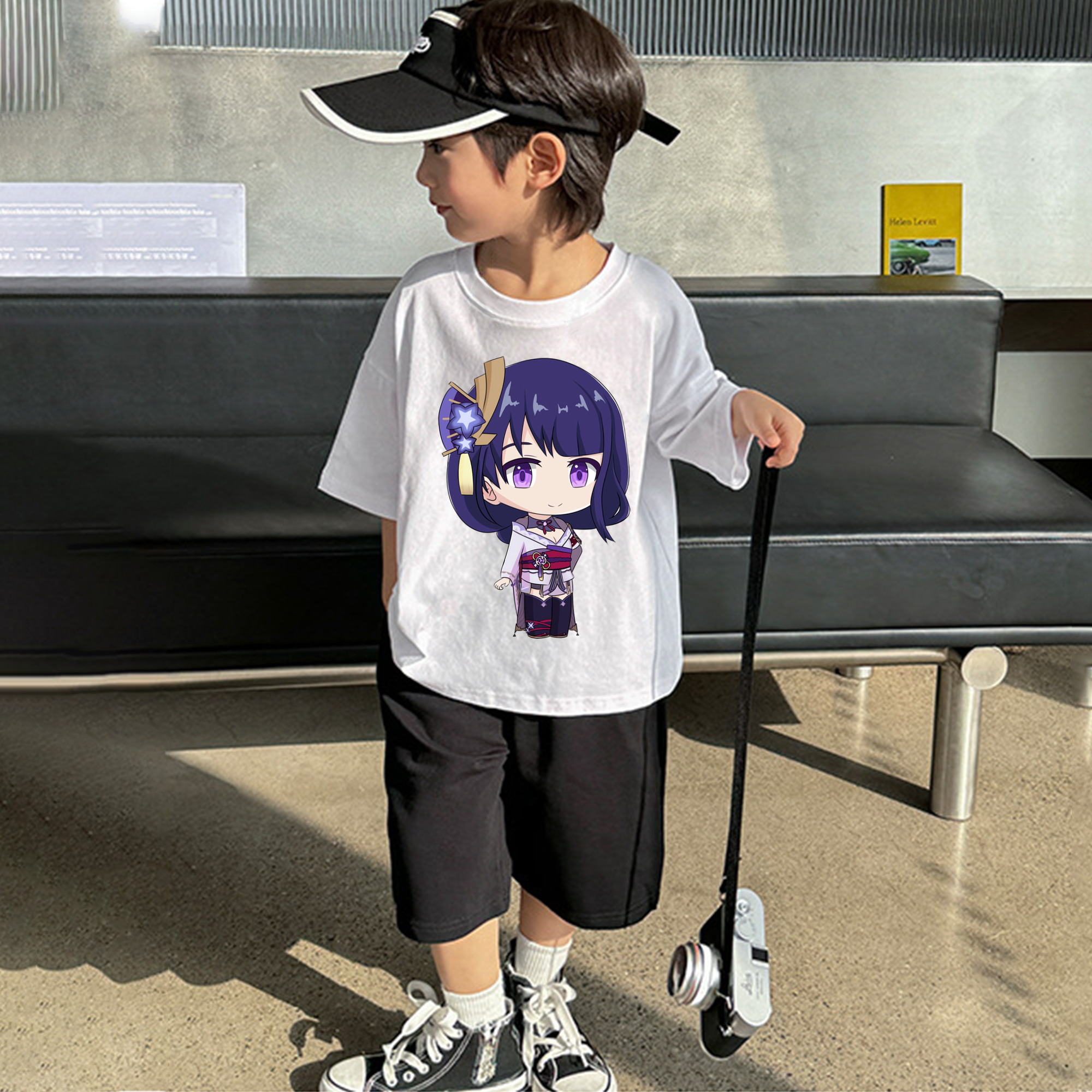 げんし神 雷電将軍 らいでんしょうぐん genshin Raiden Shogun 綿100％キッズTシャツ（フロントプリント）