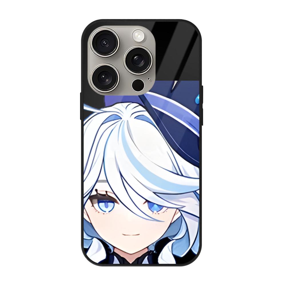 げんし神 フリーナ genshin Furina 【iPhone15Pro対応】スマホケース 耐衝撃＆黄変防止 背面ガラス