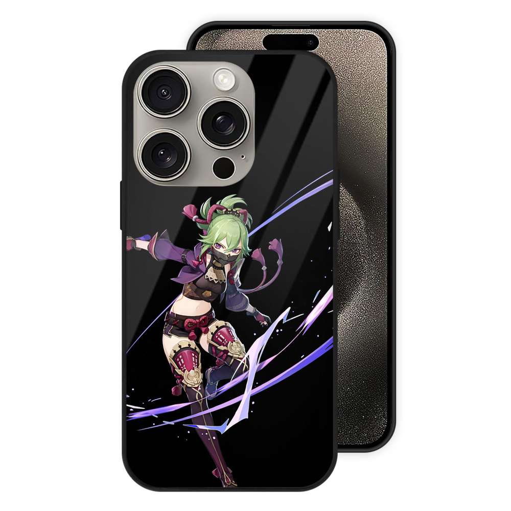 げんし神  久岐忍 くき しのぶ genshin Kuki Shinobu 【iPhone15Pro対応】スマホケース 耐衝撃＆黄変防止 背面ガラス
