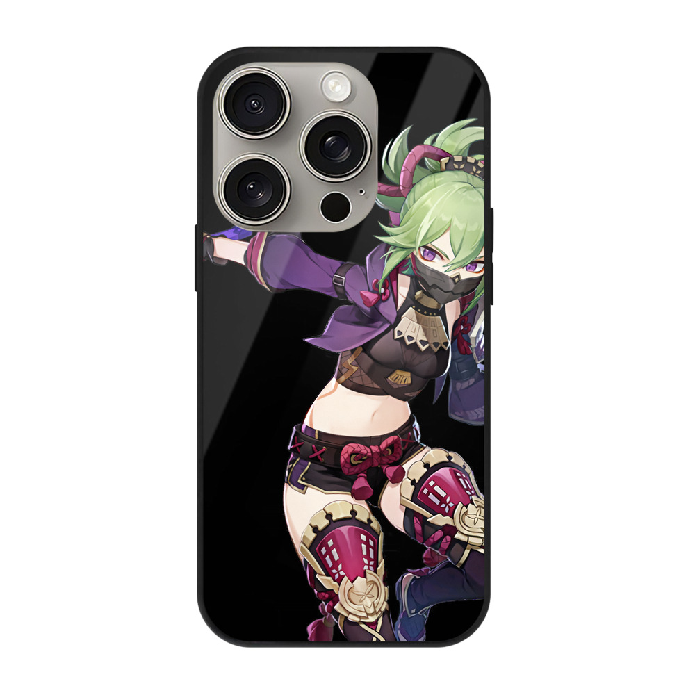 げんし神  久岐忍 くき しのぶ genshin Kuki Shinobu 【iPhone15Pro対応】スマホケース 耐衝撃＆黄変防止 背面ガラス