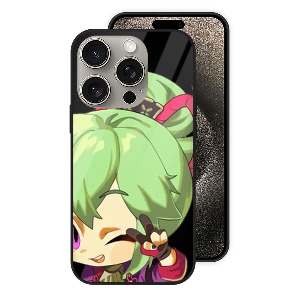 げんし神  久岐忍 くき しのぶ genshin Kuki Shinobu 【iPhone15Pro対応】スマホケース 耐衝撃＆黄変防止 背面ガラス