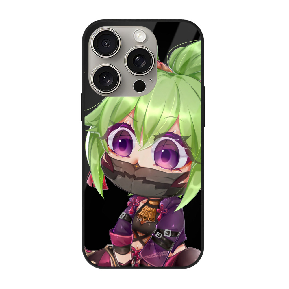 げんし神  久岐忍 くき しのぶ genshin Kuki Shinobu 【iPhone15Pro対応】スマホケース 耐衝撃＆黄変防止 背面ガラス