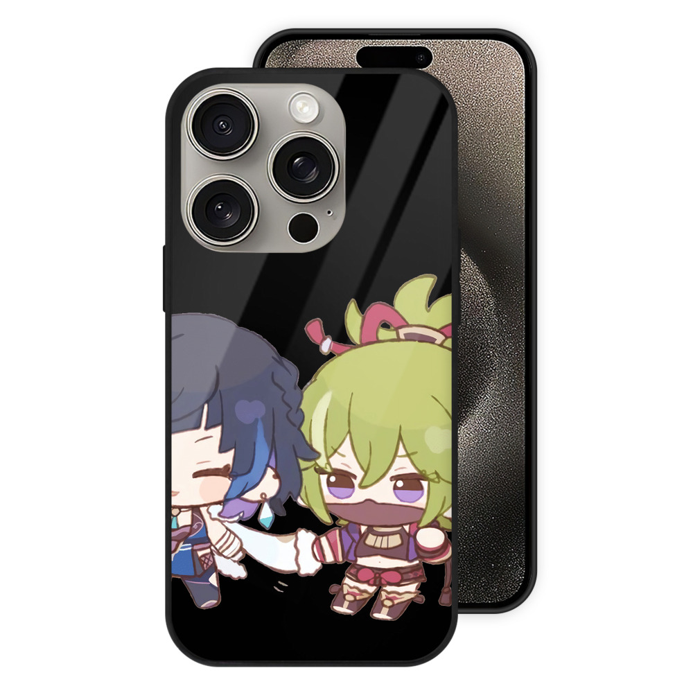げんし神  久岐忍 くき しのぶ genshin Kuki Shinobu 【iPhone15Pro対応】スマホケース 耐衝撃＆黄変防止 背面ガラス