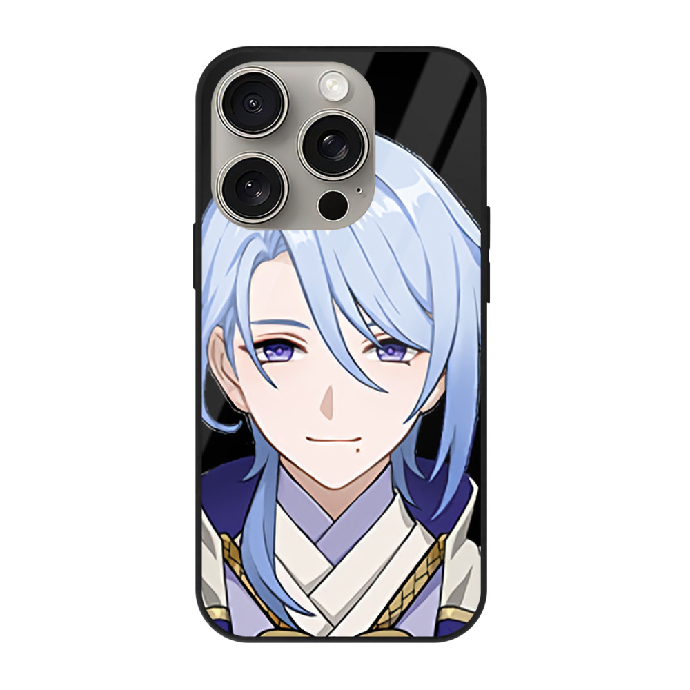 げんし神 神里綾人 かみさとあやと genshin Kamisato Ayato 【iPhone15Pro対応】スマホケース 耐衝撃＆黄変防止 背面ガラス