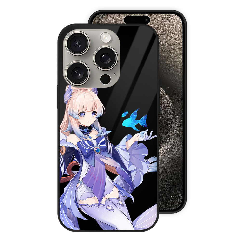 げんし神 珊瑚宮心海 サンゴノミヤ・ココミ genshin Sangonomiya Kokomi 【iPhone15Pro対応】スマホケース 耐衝撃＆黄変防止 背面ガラス
