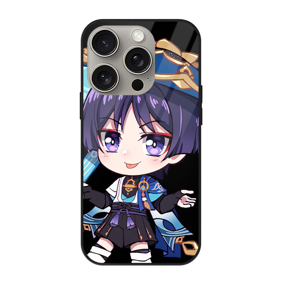 げんし神 さんペい genshin Sanpei 【iPhone15Pro対応】スマホケース 耐衝撃＆黄変防止 背面ガラス