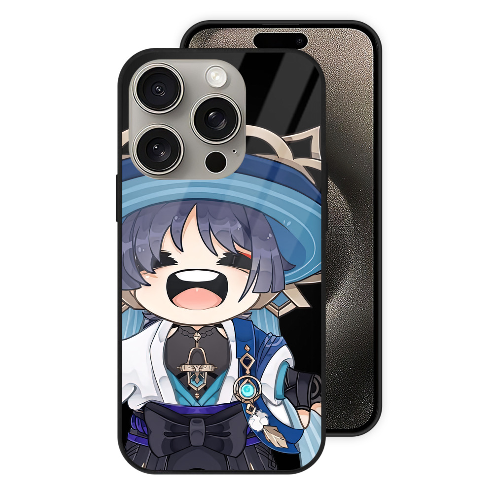 げんし神 さんペい genshin Sanpei 【iPhone15Pro対応】スマホケース 耐衝撃＆黄変防止 背面ガラス
