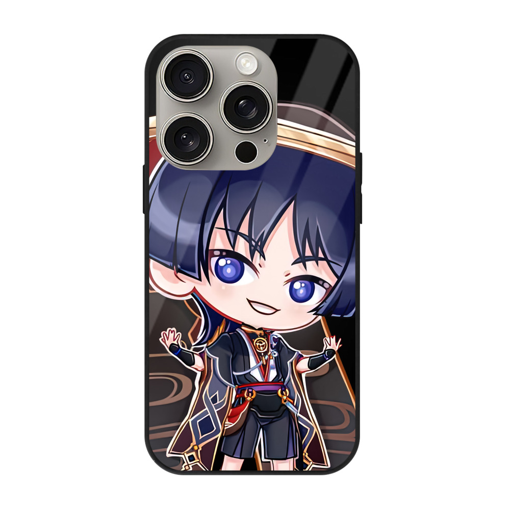 げんし神 さんペい genshin Sanpei 【iPhone15Pro対応】スマホケース 耐衝撃＆黄変防止 背面ガラス