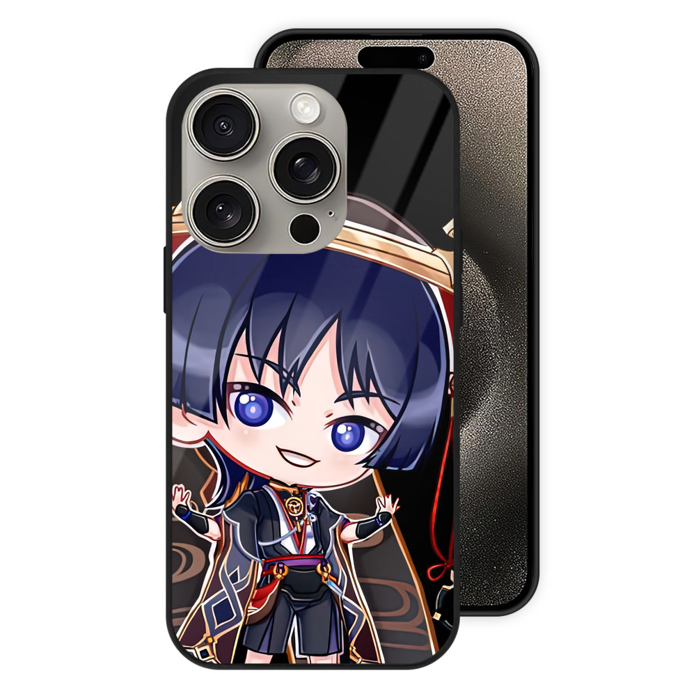 げんし神 さんペい genshin Sanpei 【iPhone15Pro対応】スマホケース 耐衝撃＆黄変防止 背面ガラス