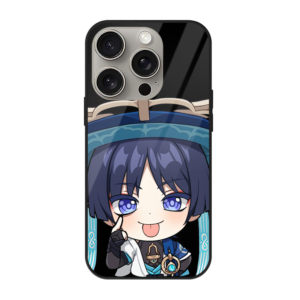 げんし神 さんペい genshin Sanpei 【iPhone15Pro対応】スマホケース 耐衝撃＆黄変防止 背面ガラス